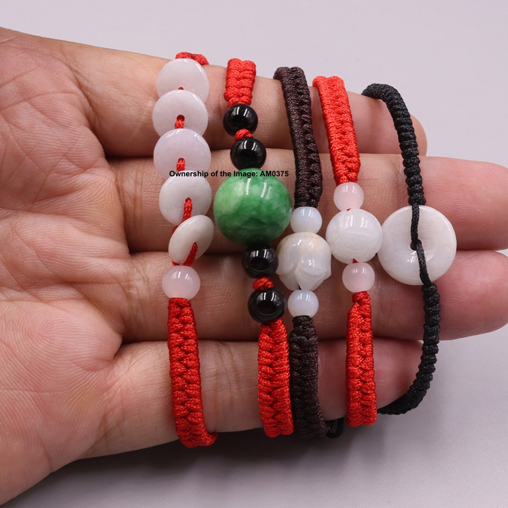 5pcs Mix Natural Jade Bead Handmade Bracelet Adjustable 15-17cm Lucky Gift #5