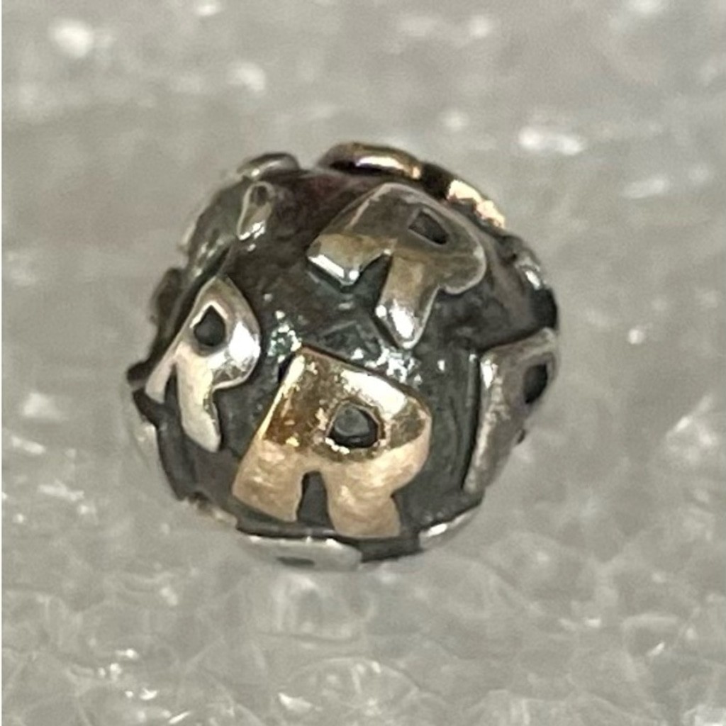 Authentic Pandora Sterling Silver 925 & 14k Gold Alphabet Letter “R” Charm