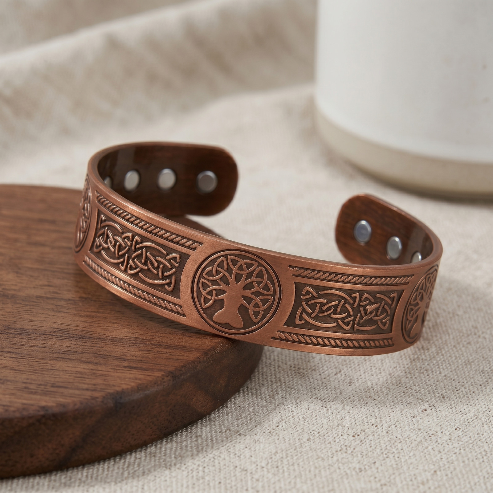 Celtic Tree of Life Magnetic Cuff Bracelet Vintage Copper Tone Bangle Jewelry