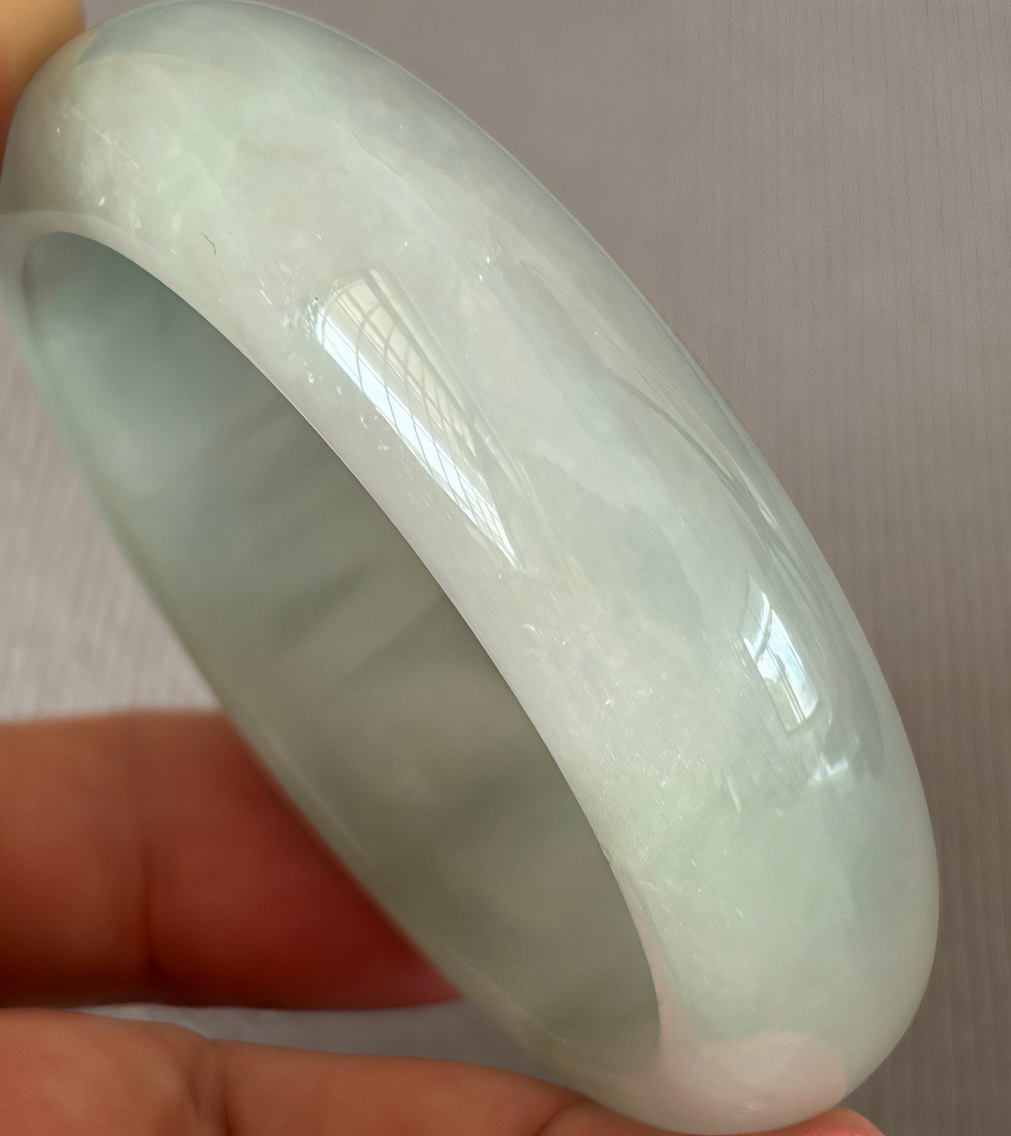 54.7mm White Green Emerald Icy Jadeite Jade Bracelet Bangle Burma Jade Bangle