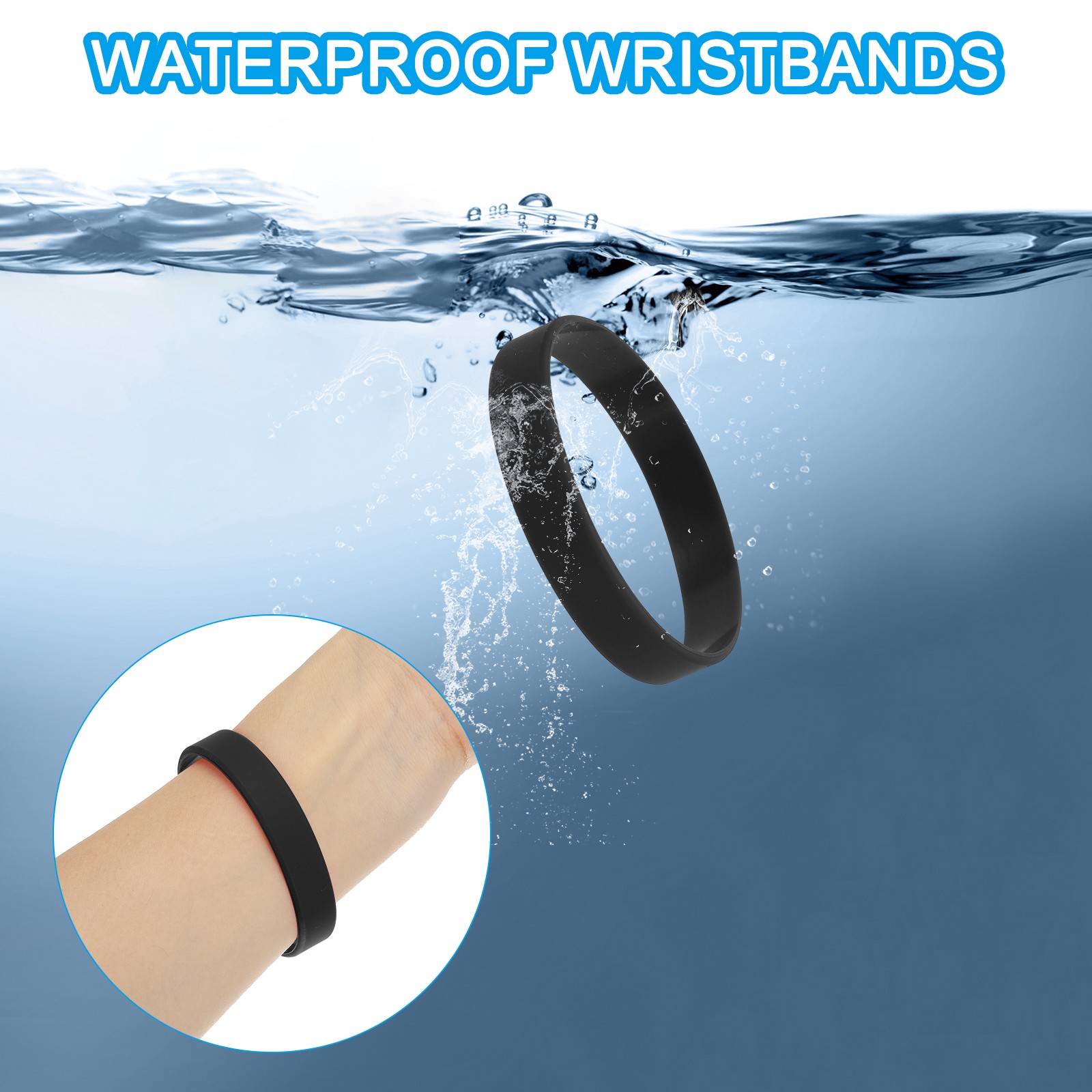 12Pack Silicone Rubber Bracelet Solid Wristband Color Blank Rubber Band Black