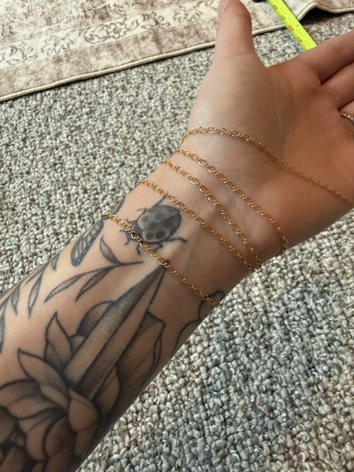 Gold Tone Cable Chain Link Bracelets Stackable Lobster Clasp No Stone