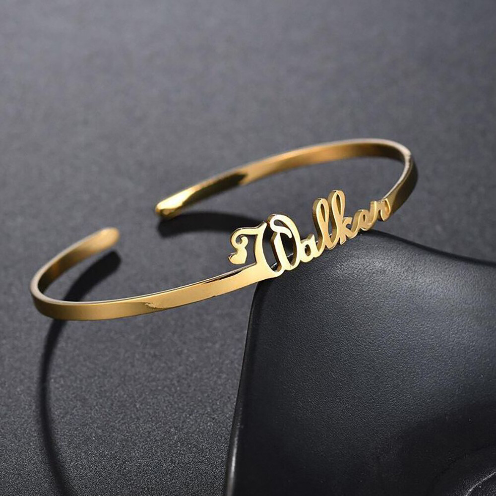 Personalized Custom Name Bracelet Adjustable Women Gift Jewelry Stainless Steel