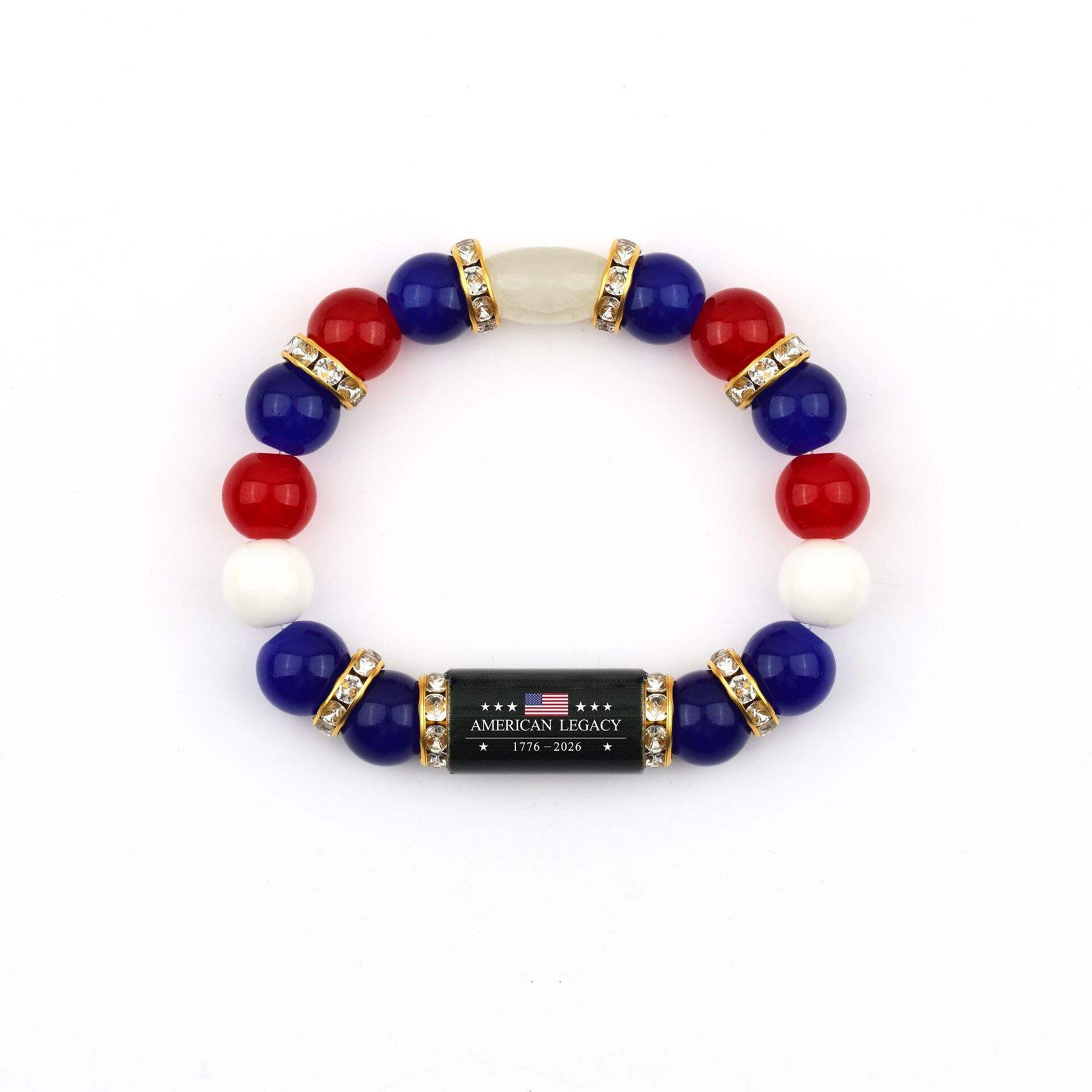 Chalcedony Tube-Drilled Ring Bracelet US 250th Anniversary Bracelet