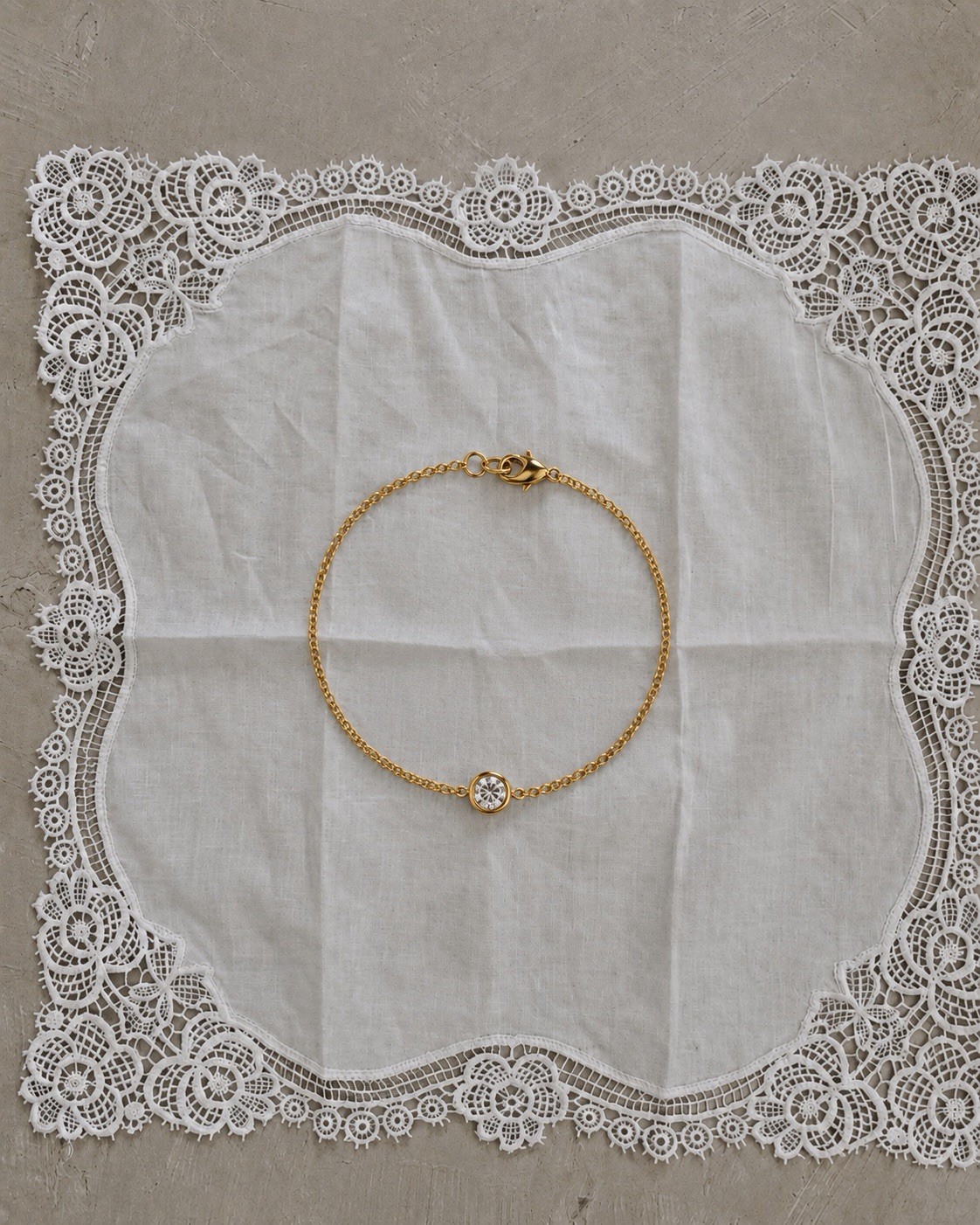 Minimalist Gold Bracelet, Dainty CZ Chain Bracelet, Bezel Set Crystal Bracelet