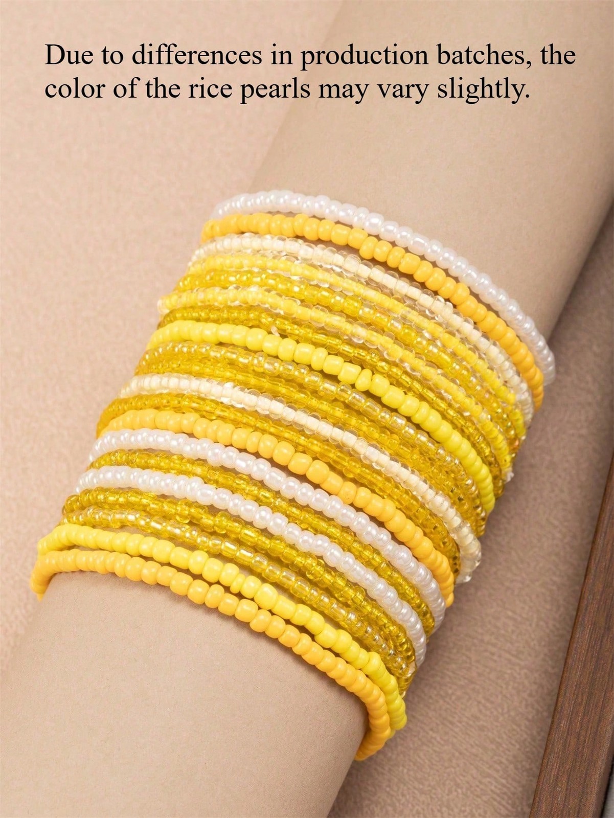 20pcs Yellow Bohemian Gradient Beaded Elastic Bracelet Set Mix Match