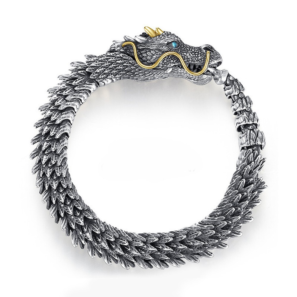 Bangle Dragon Antique Silver 7.13-9.5 in Men Fashion Jewelry Gift T123
