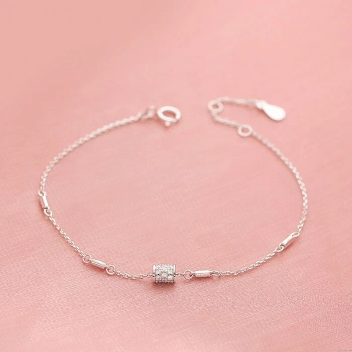 0.60 CT Round Cut Simulated Diamond Women’s Chain Bracelet 14k White Gold Plated
