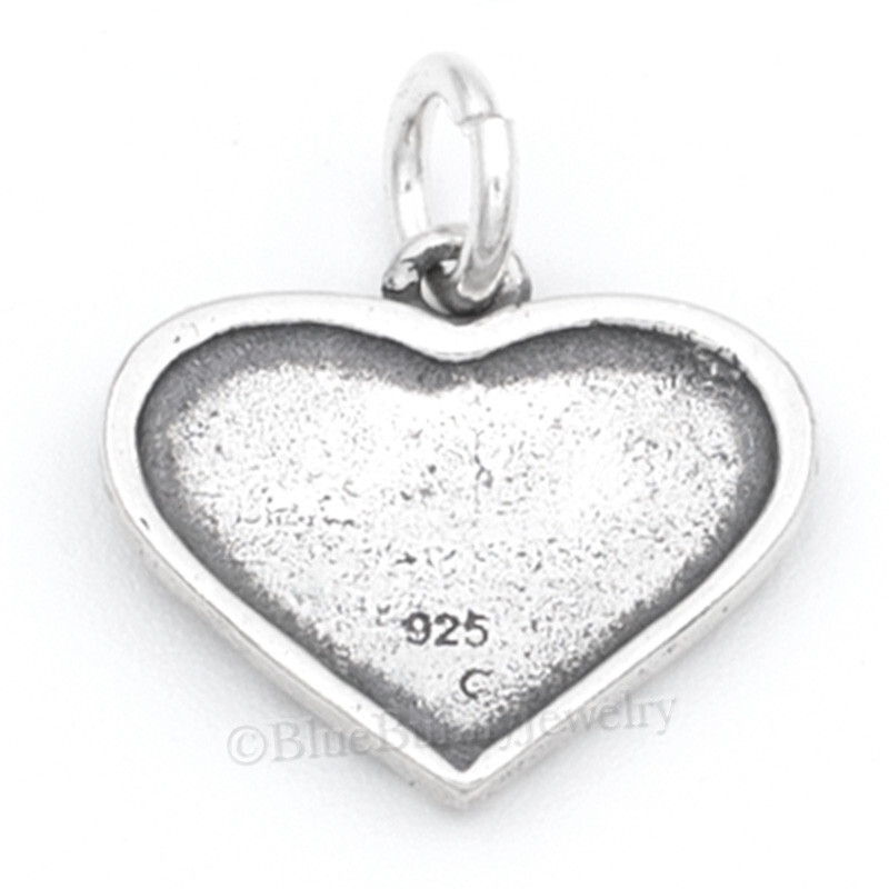 United States Flag Charm Pendant 925 Sterling Silver Enamel US Heart charm .925
