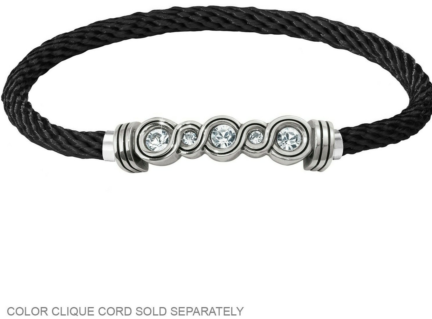 NWT Brighton Color Clique Cord INFINITY SPARKLE Crystal Silver Ornament MSRP $38