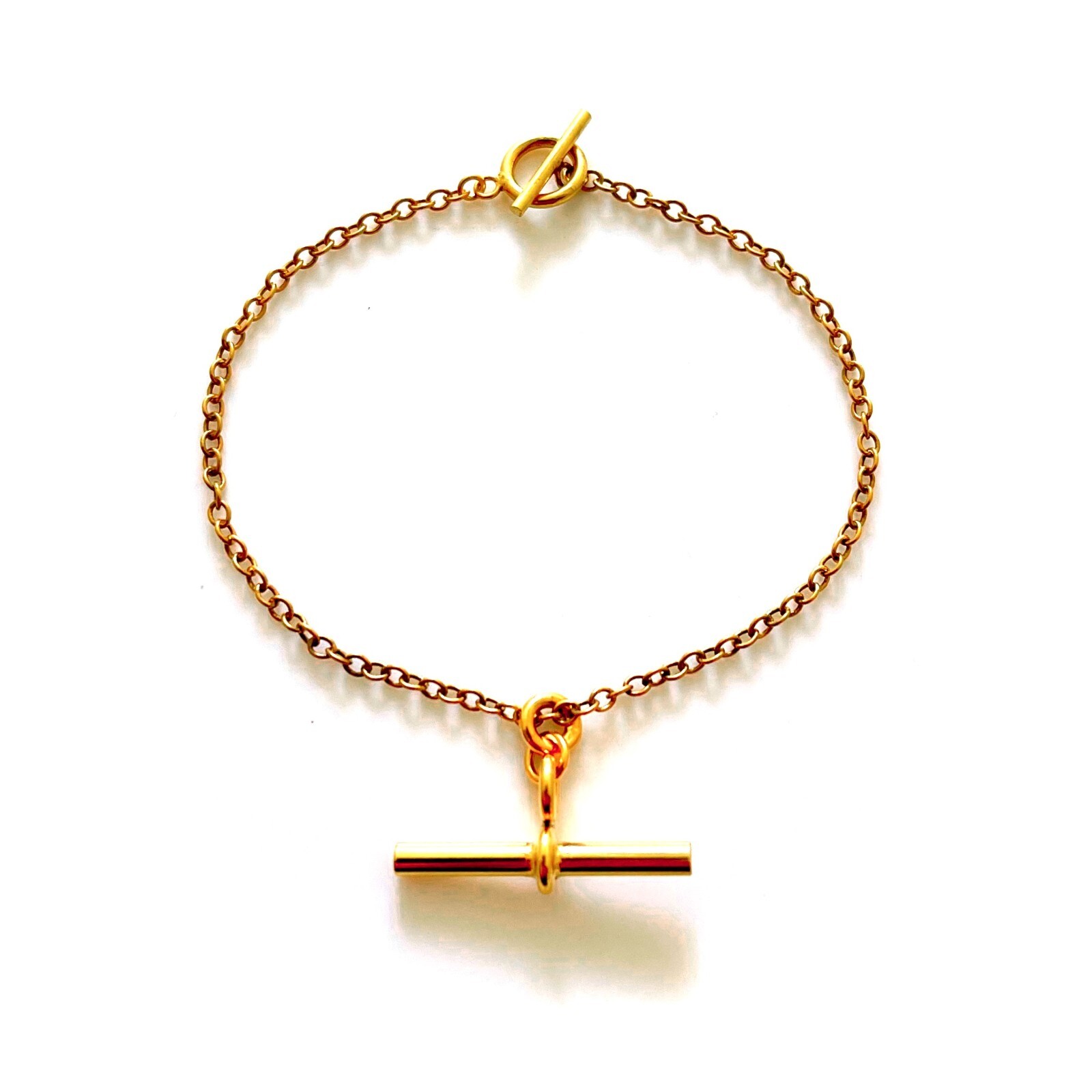 18ct Gold Plated Sterling Silver Bracelet with 2.5cm T Bar Charm