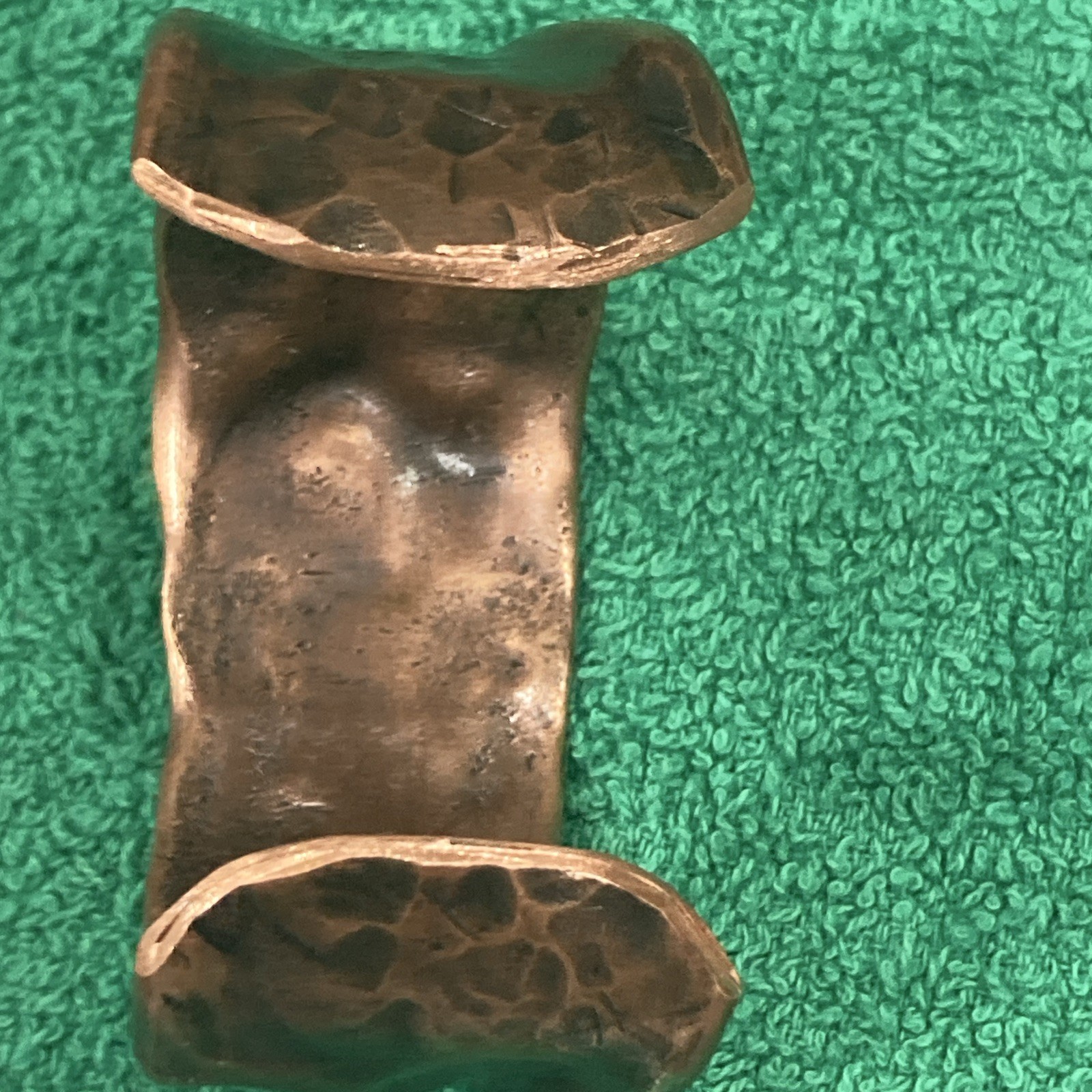 Wide Textured Copper Tone Open Cuff Bracelet, Adjustable.