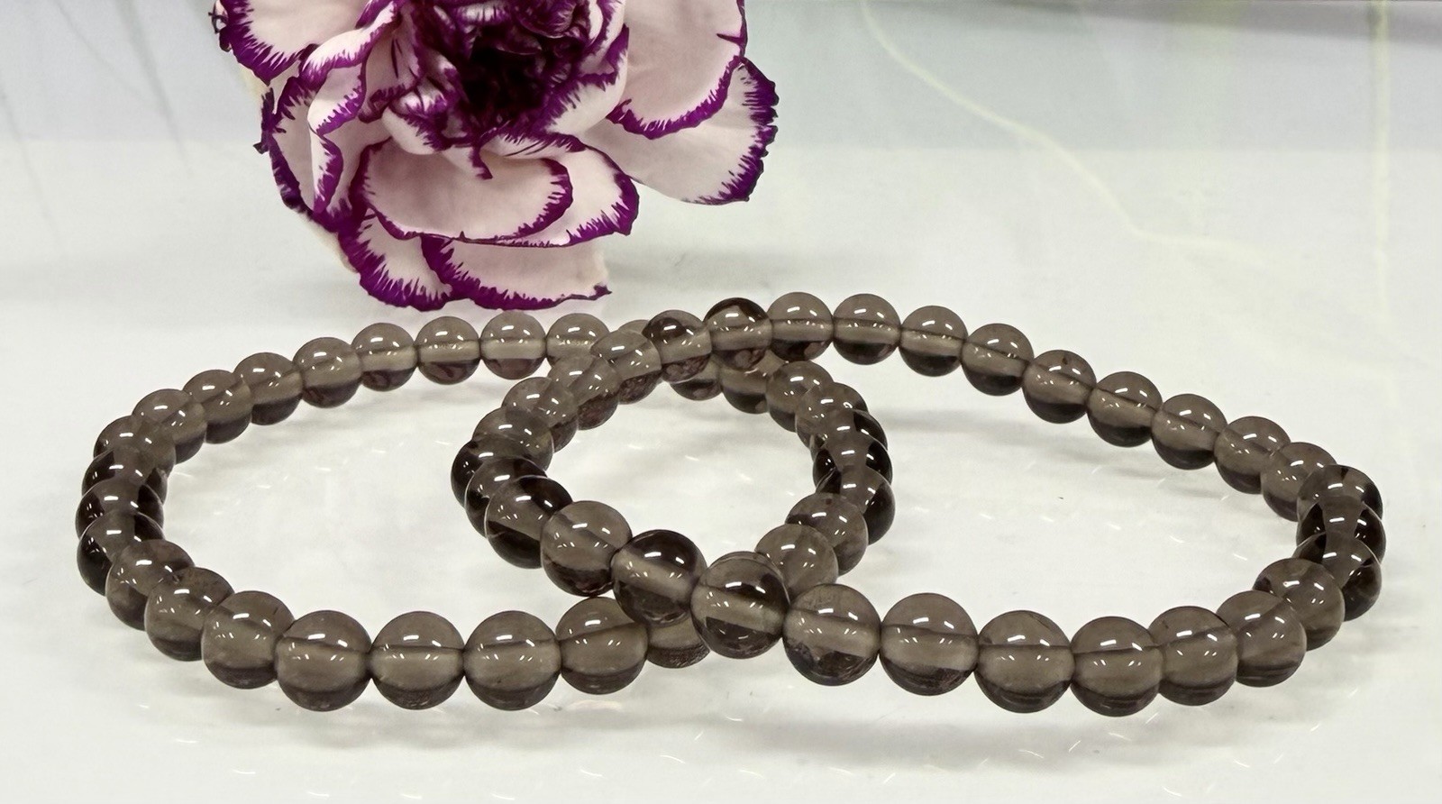 Wholesale Lot 6 Pcs Ice Obsidian 6mm 7.5” Crystal Healing Stretch Bracelet
