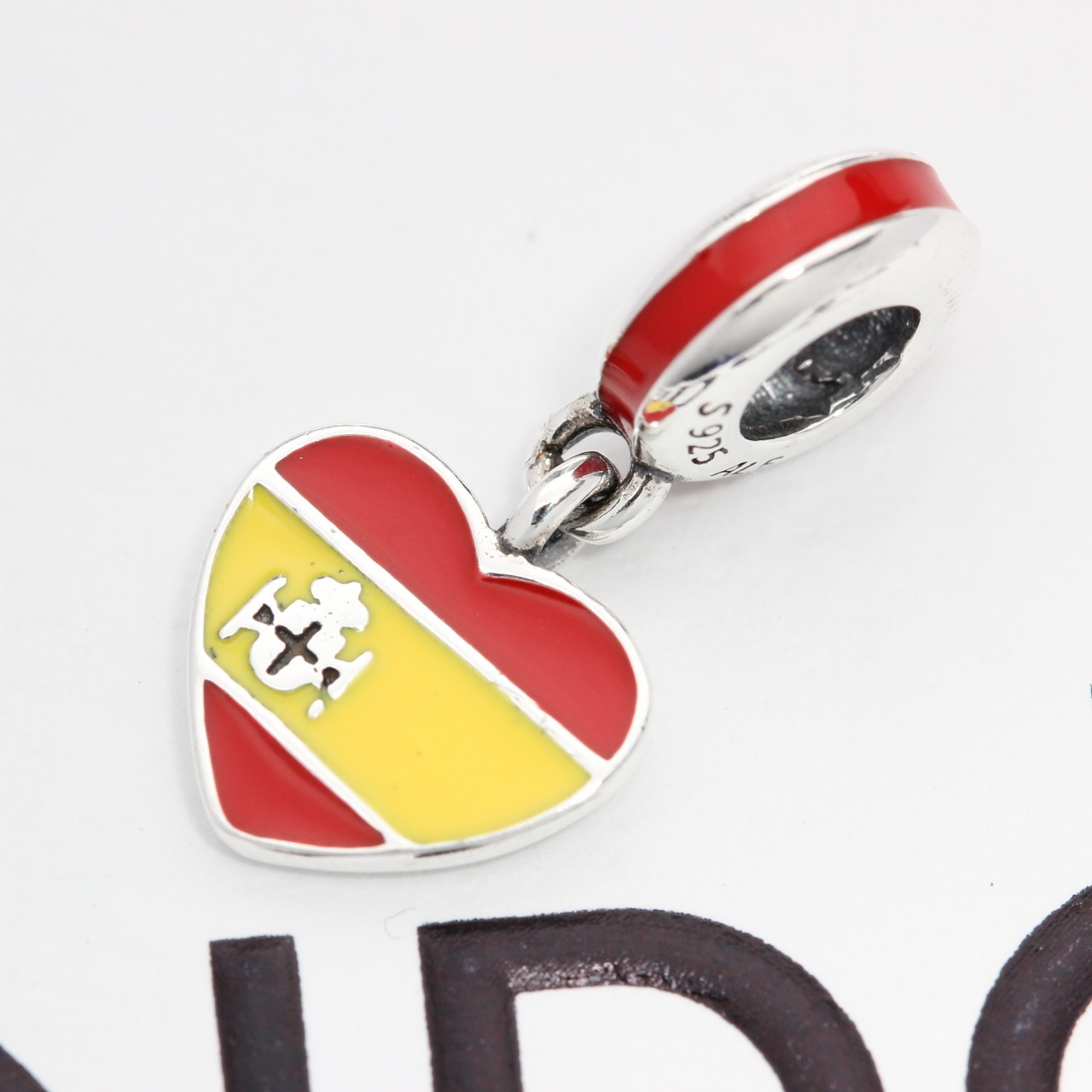 New! Authentic Pandora Dangle Spain Heart Flag Bead 791550ENMX