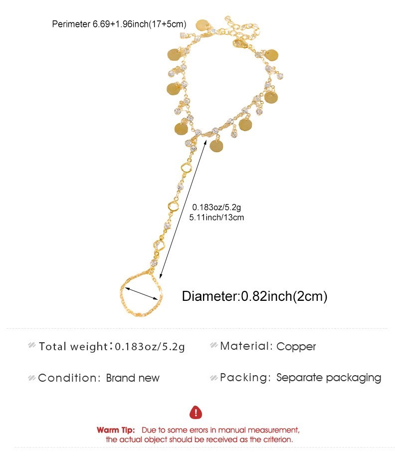 Zircon Tassel Finger Bracelet for Women Chain Hand Harness Jewelry Gift