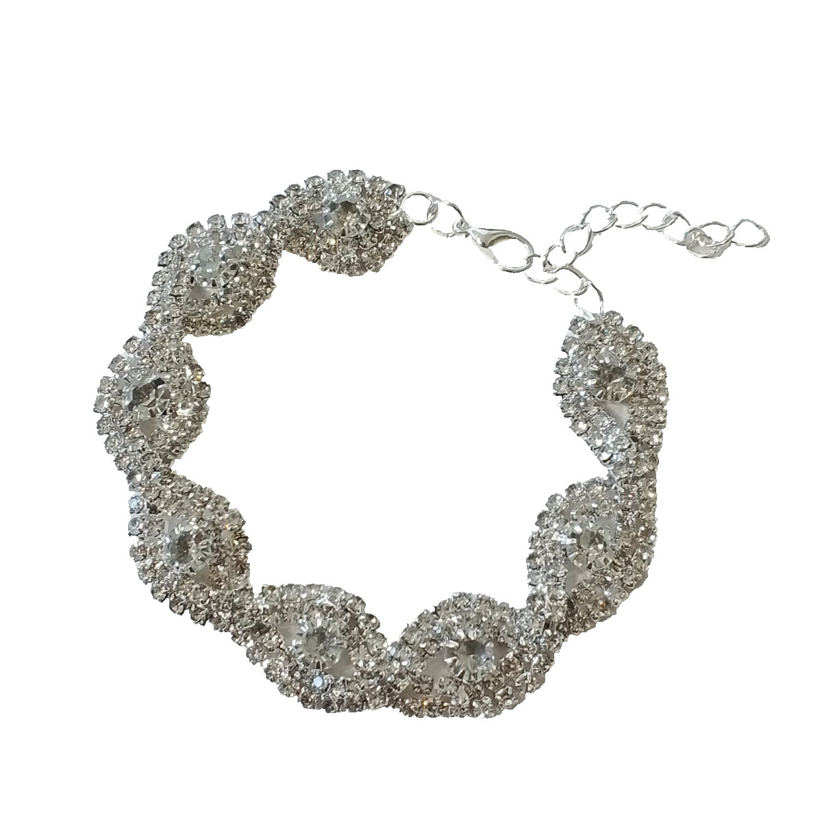 Women bracelet rhinestone 7.5 length brass plated