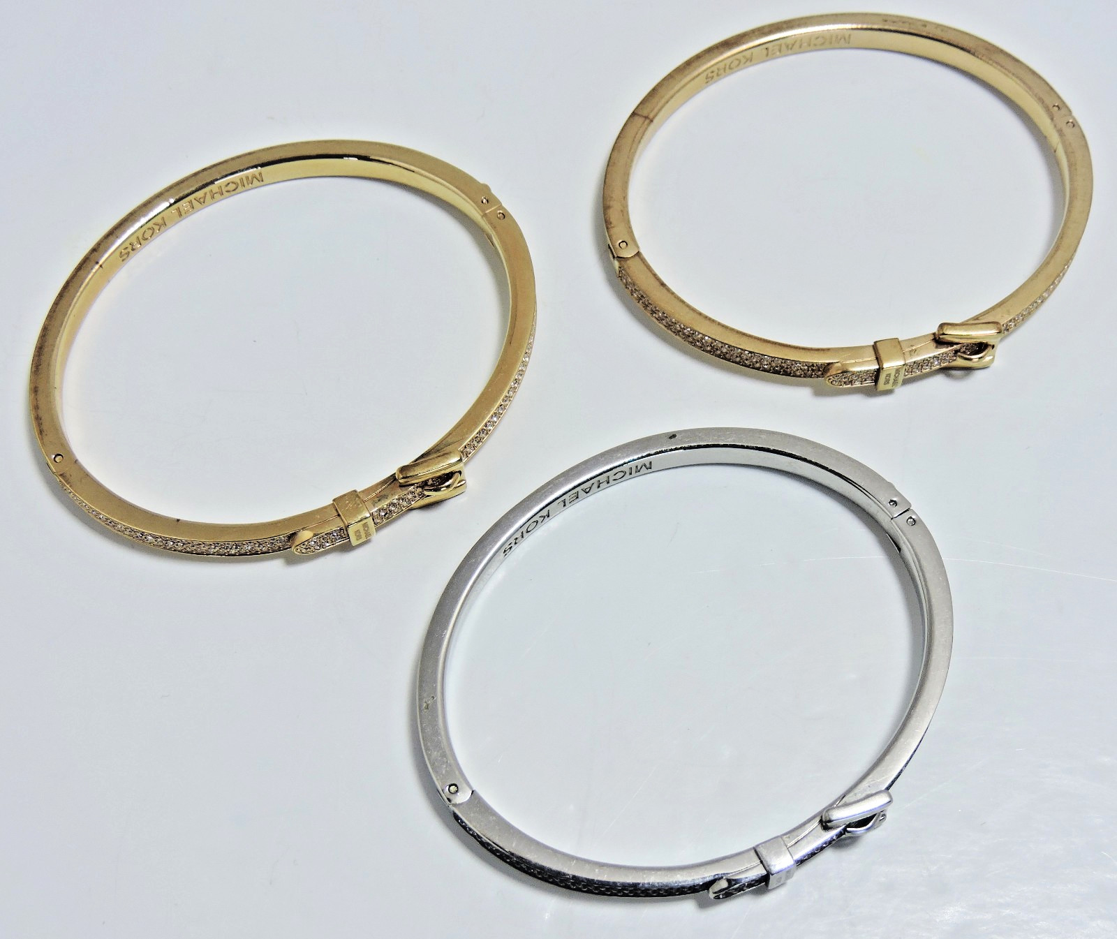 Michael Kors Buckle Pave Crystals Push Lock Closure Stackable Bracelet NWT