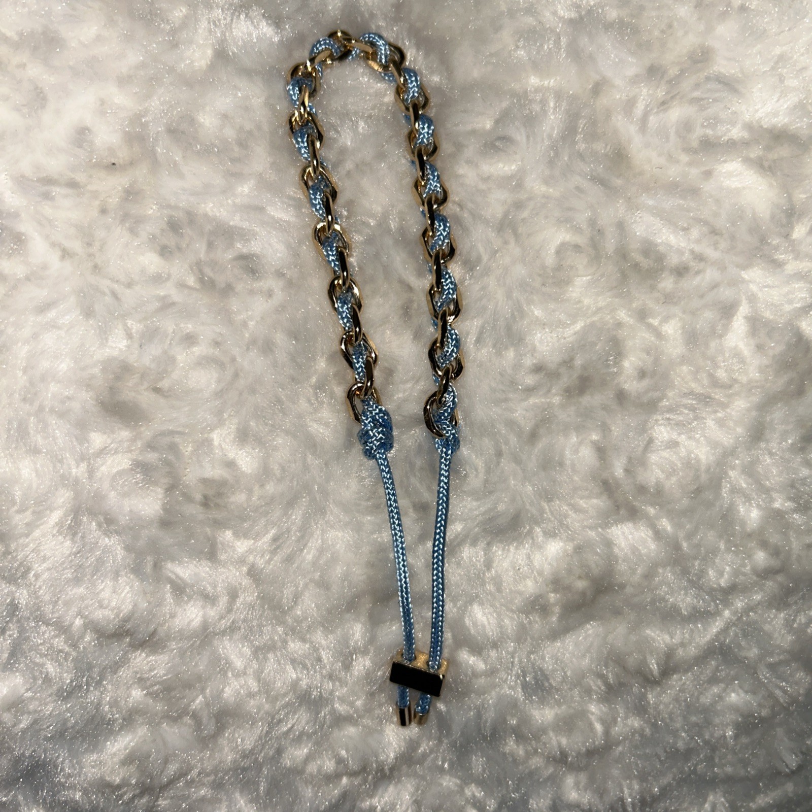 House Of Harlow 1960 Adjustable Sky Blue & Gold Bracelet Lead Safe Nickel Free