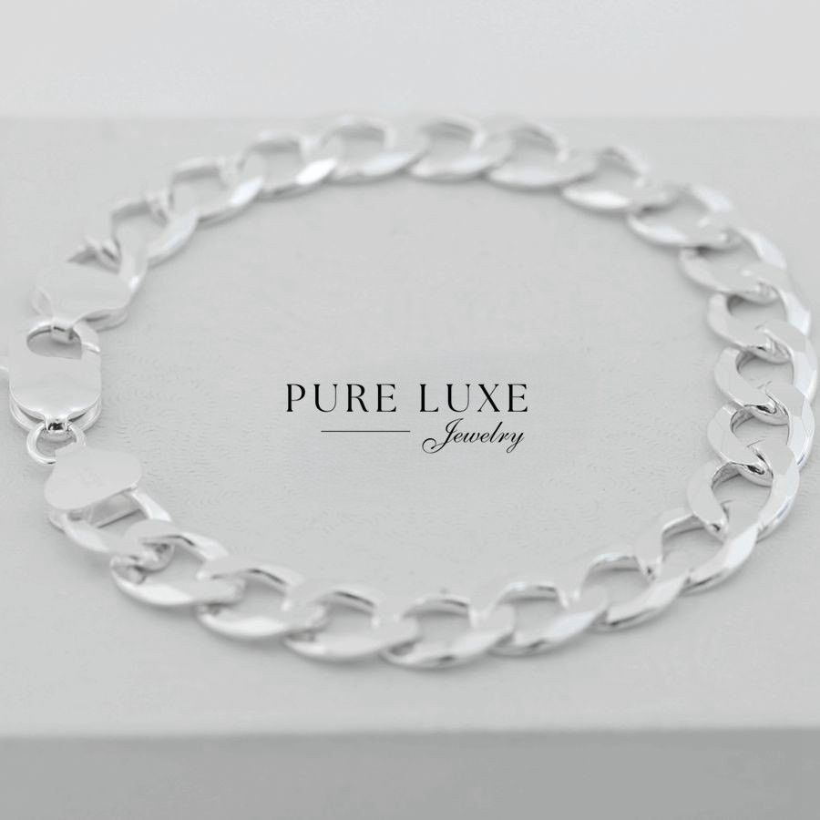 Men’s 9″ Sterling Silver 925 Cuban Chain,Bracelet 11mm Solid Width 27g*BOX