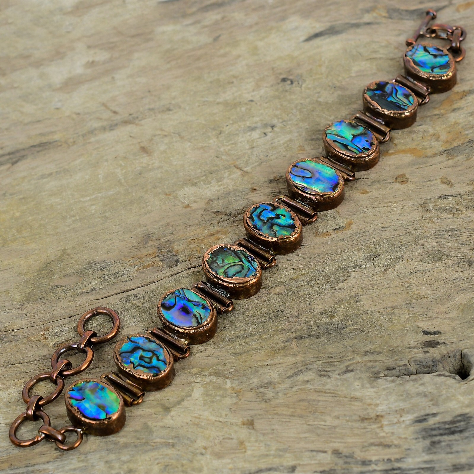 Womens day Deal Copper Abalone Shell Stone Chain New Electroformed Wife Bracelet