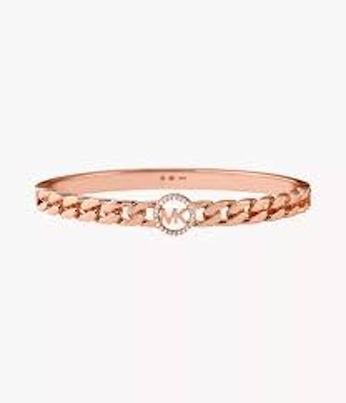 Michael Kors 14k Rose Gold-Plated S/Silver Frozen Curb Chain Bracelet BNWT $295