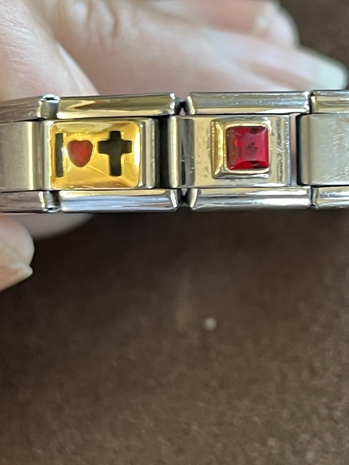 Italian Pagoda 18K Stainless Steel Italy Link Bracelet W/10 Color Charms 5, 18k