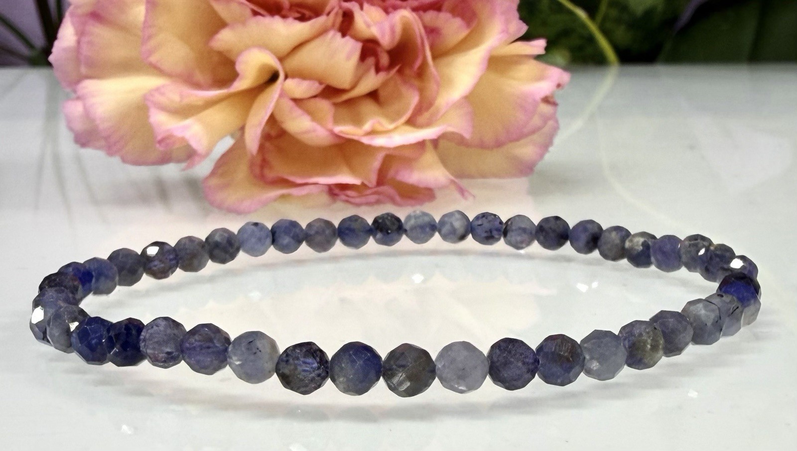 Wholesale 6 Pcs Natural Tanzanite 4.5mm Faceted 7.5” Stretch Bracelet