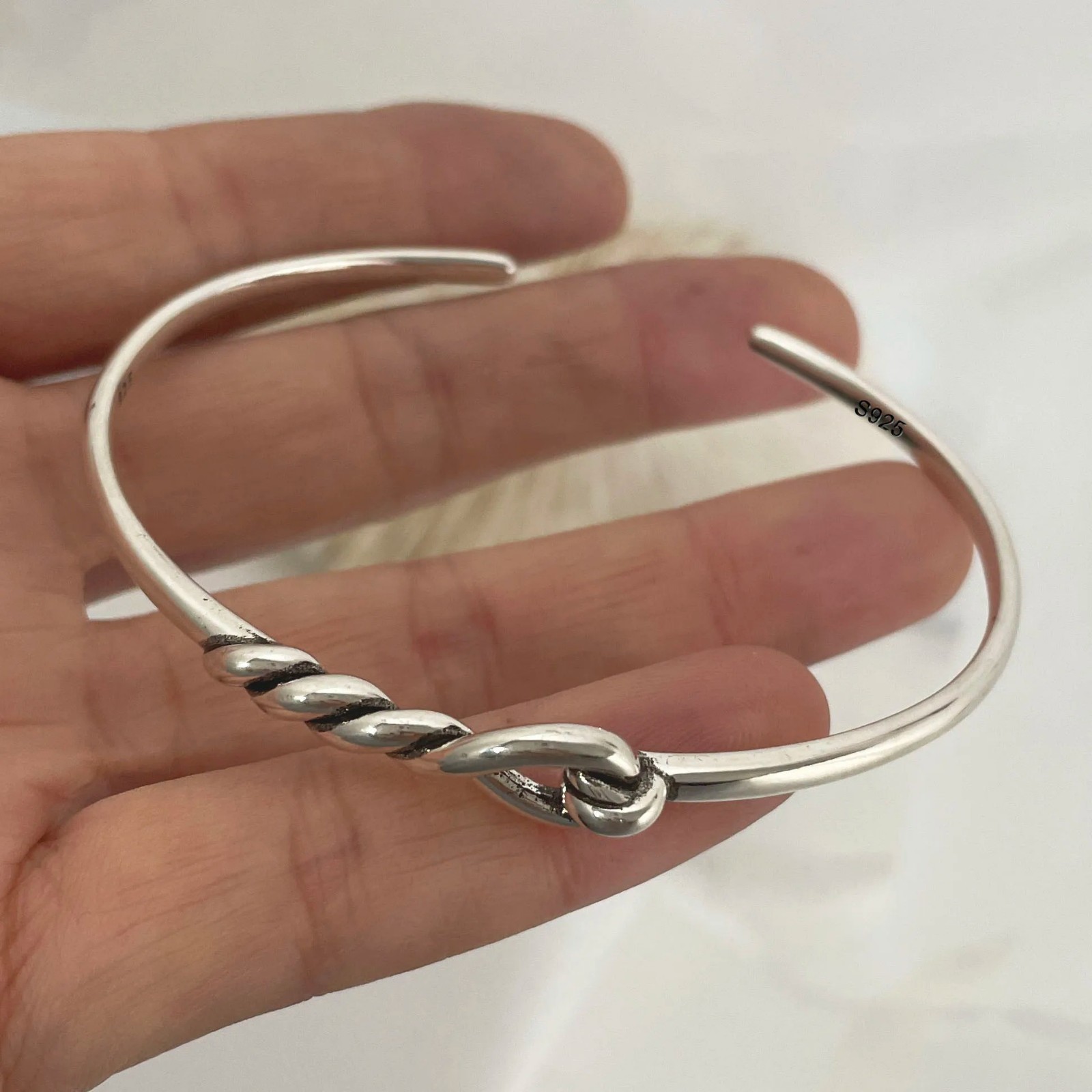 100% Solid 925 Sterling Silver Metal Bracelet for Women Men Vintage Handmade