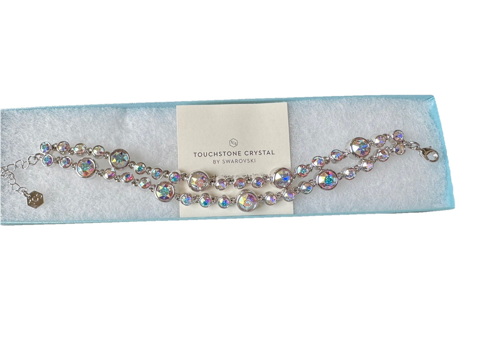 Touchstone Crystal Bracelet Swarovski Double Strand Reverie Aurore Boreale NEW
