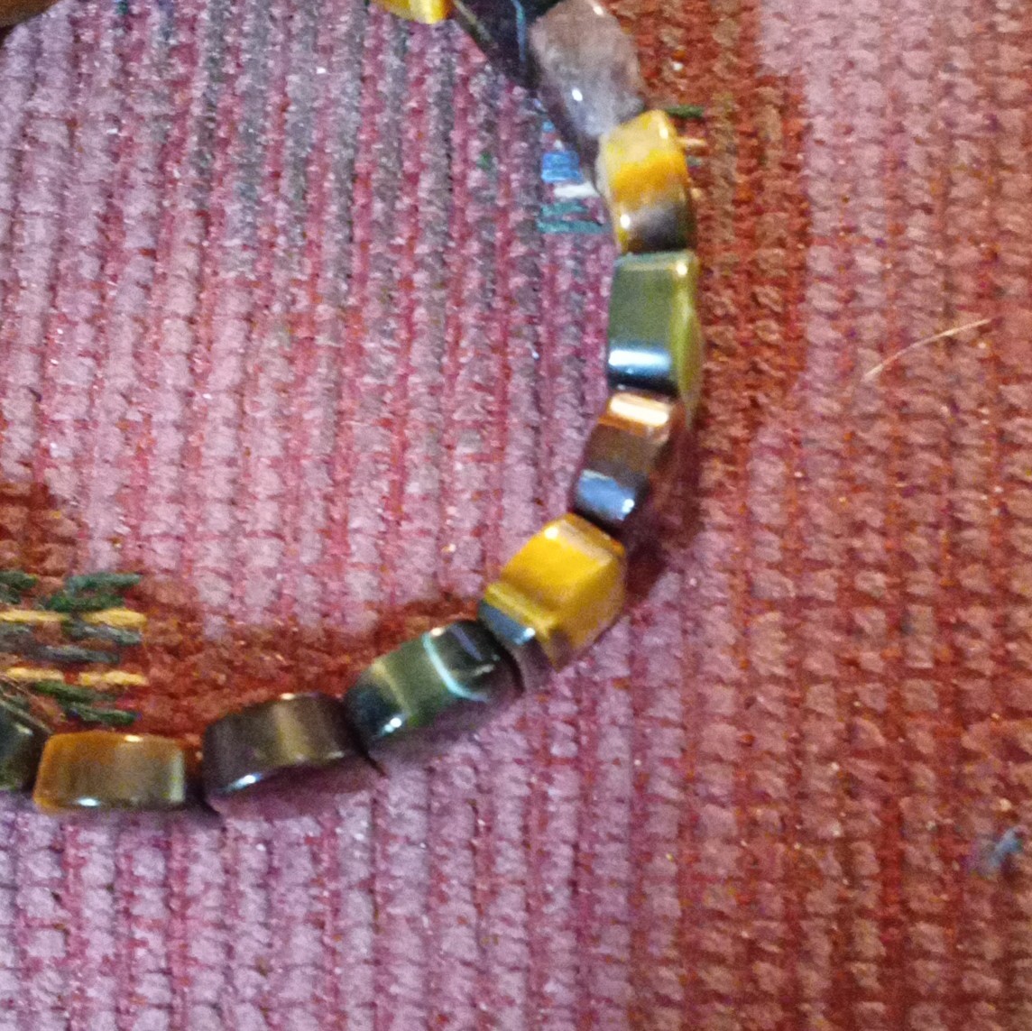 Multicolor Tiger EyeStone Cube Beaded Stretch Bracelet Elastic Stackable Sizable