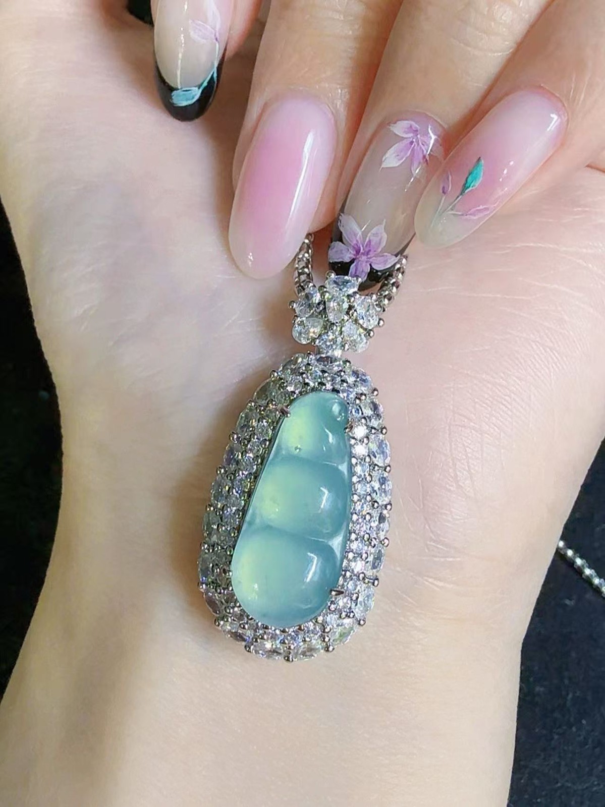 Natural grade A jadeite sky blue pendant