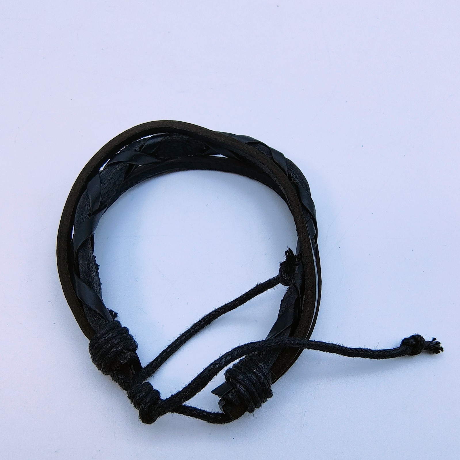 Black Faux Leather Bracelet Set of 2 Silver Tone Scroll Y2K Rock Indie Grunge