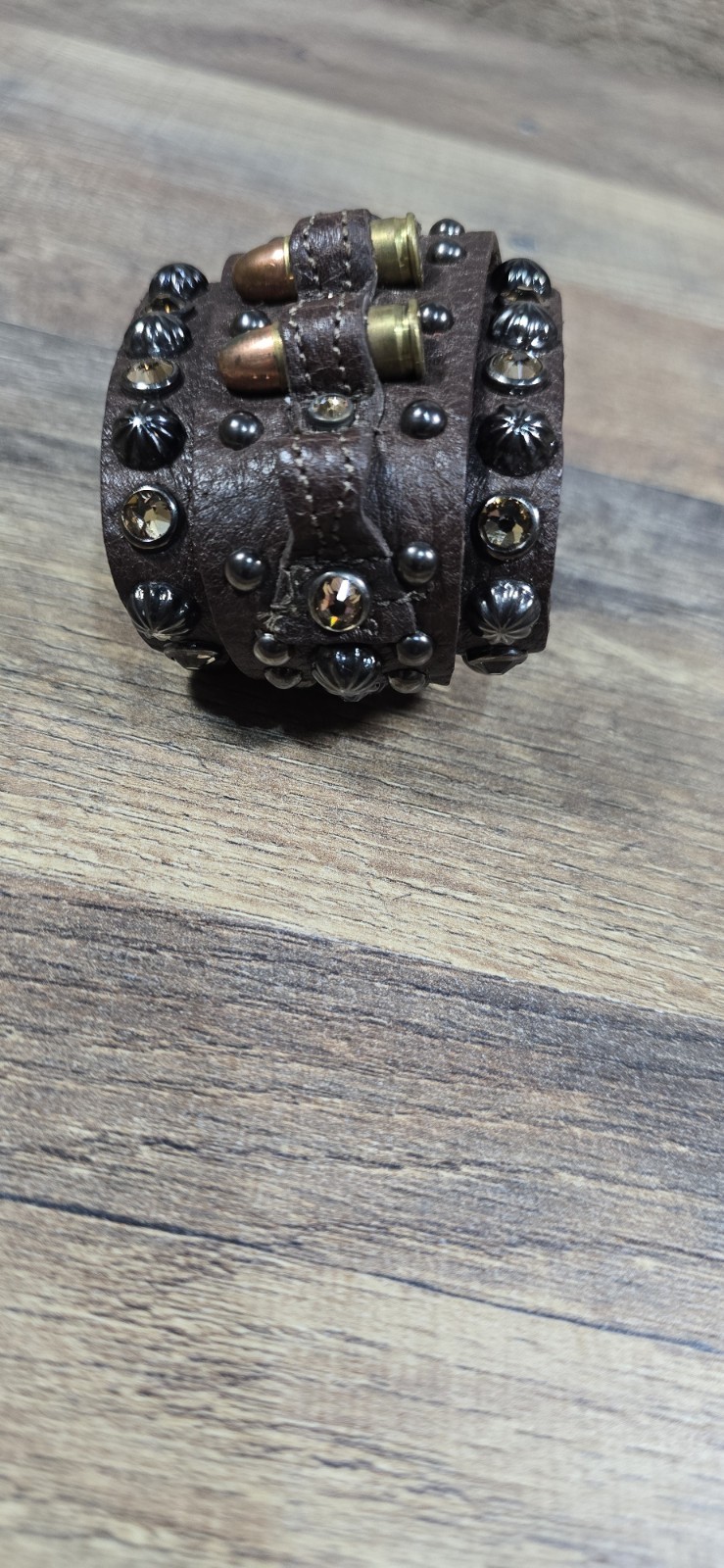 The Rowdy Cowgirl Leather Bracelet Gunslinger Cuff Fake Bullets Pre Owned