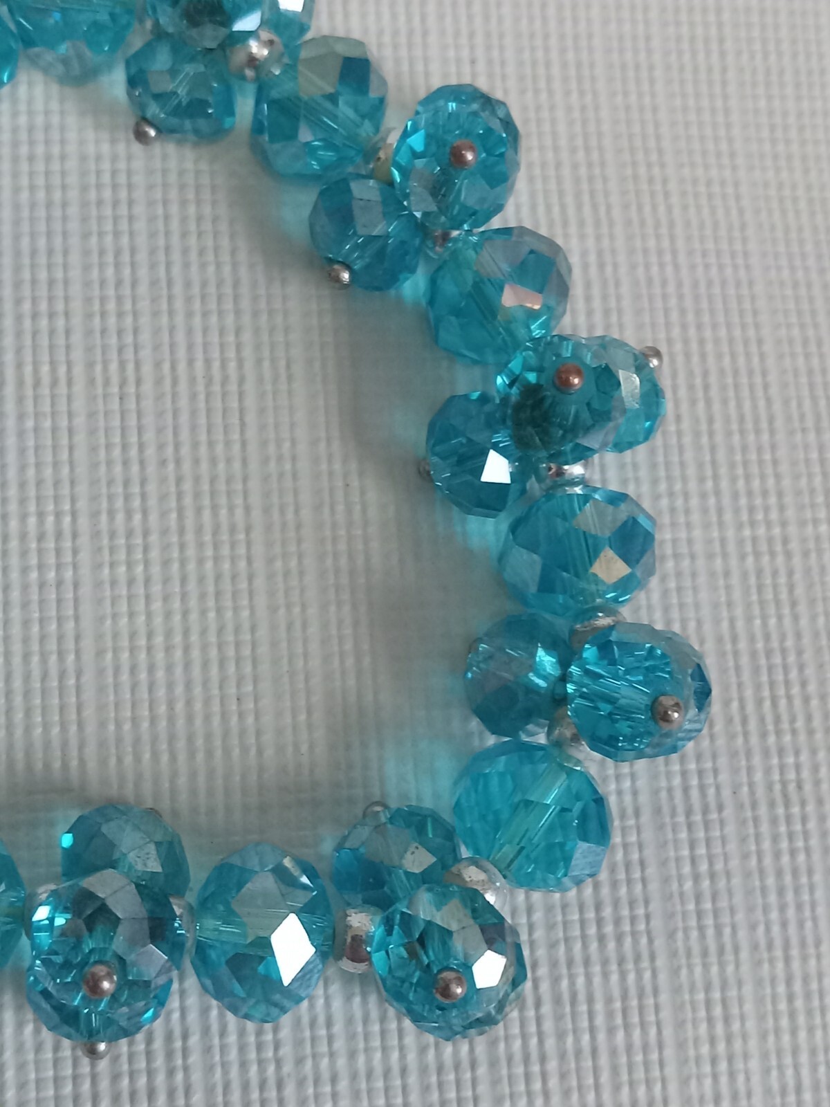 Blue Translucent Imitation Faceted Crystal Beads Elasticized Statement Bracelet