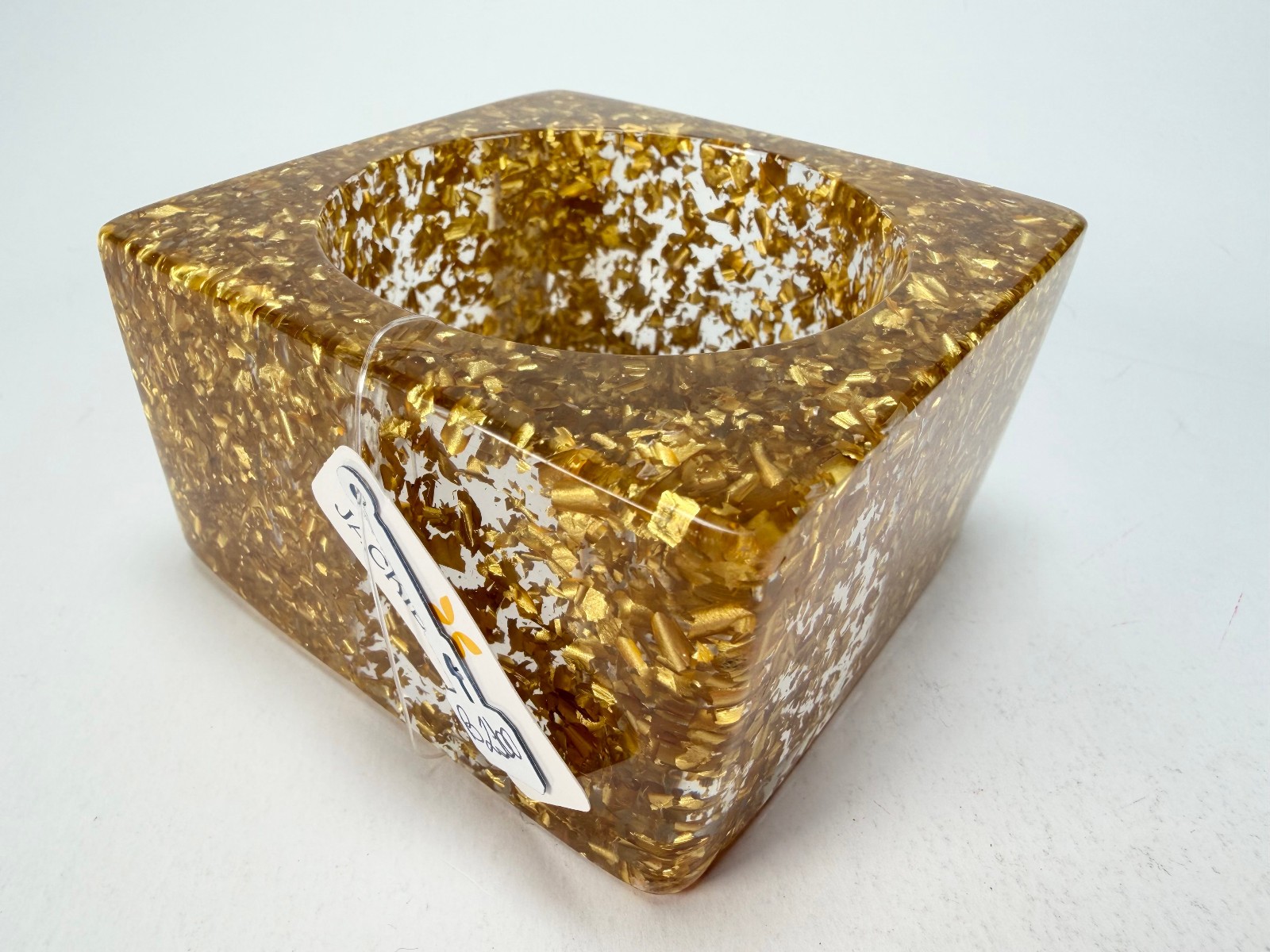 Jackie Brazil “Solid Square” Gold Flakes 5cm Bangle ( B2100 )
