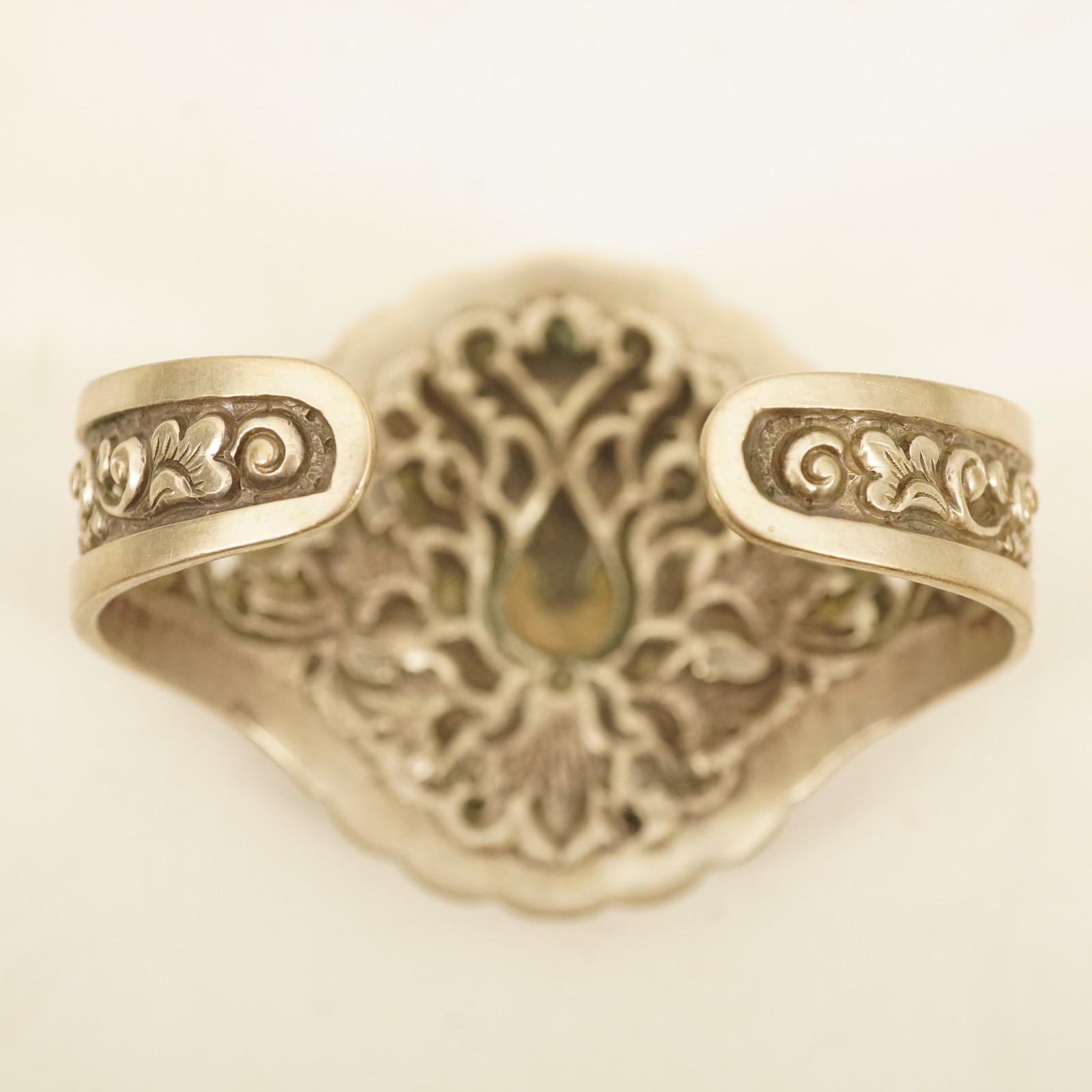 Vintage Silver Floral Repousse Cuff Bracelet- Free Shipping USA