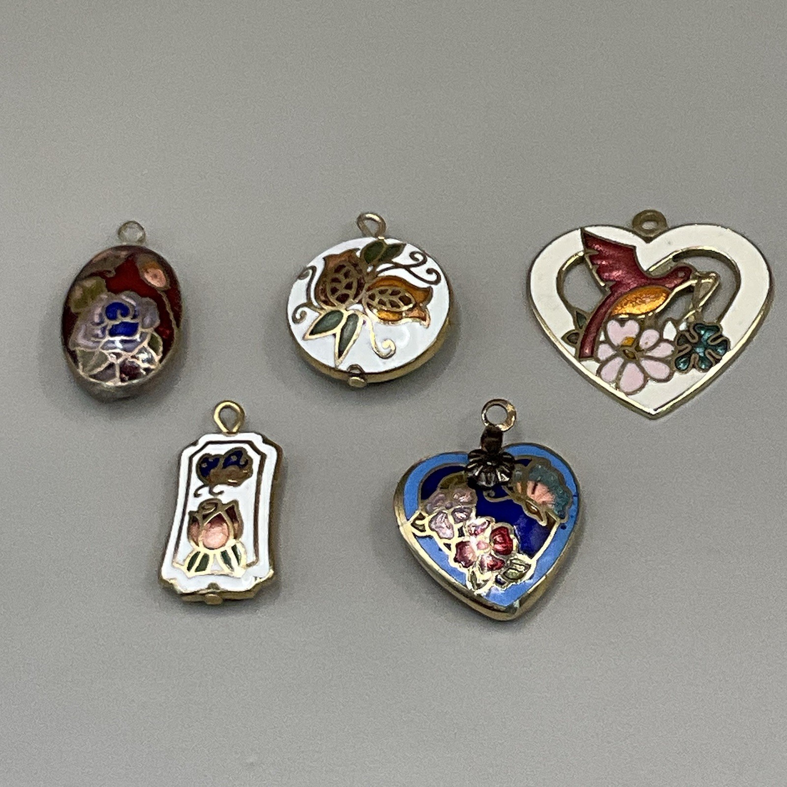 Cloisonné Charms Lot Gold Tone Metal Multicolor Enameled