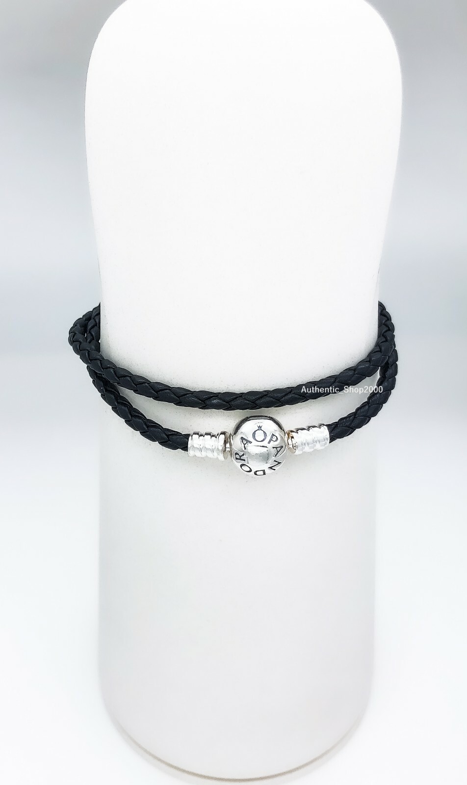 Authentic PANDORA 925 Braided Double Leather Charm Bracelet, Necklace 590745CBK