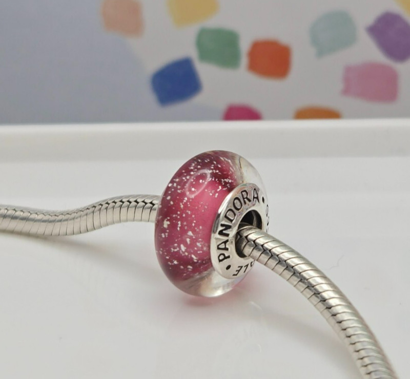 Authentic Pandora Disney Frozen Anna’s Pink Signature Color Murano Charm