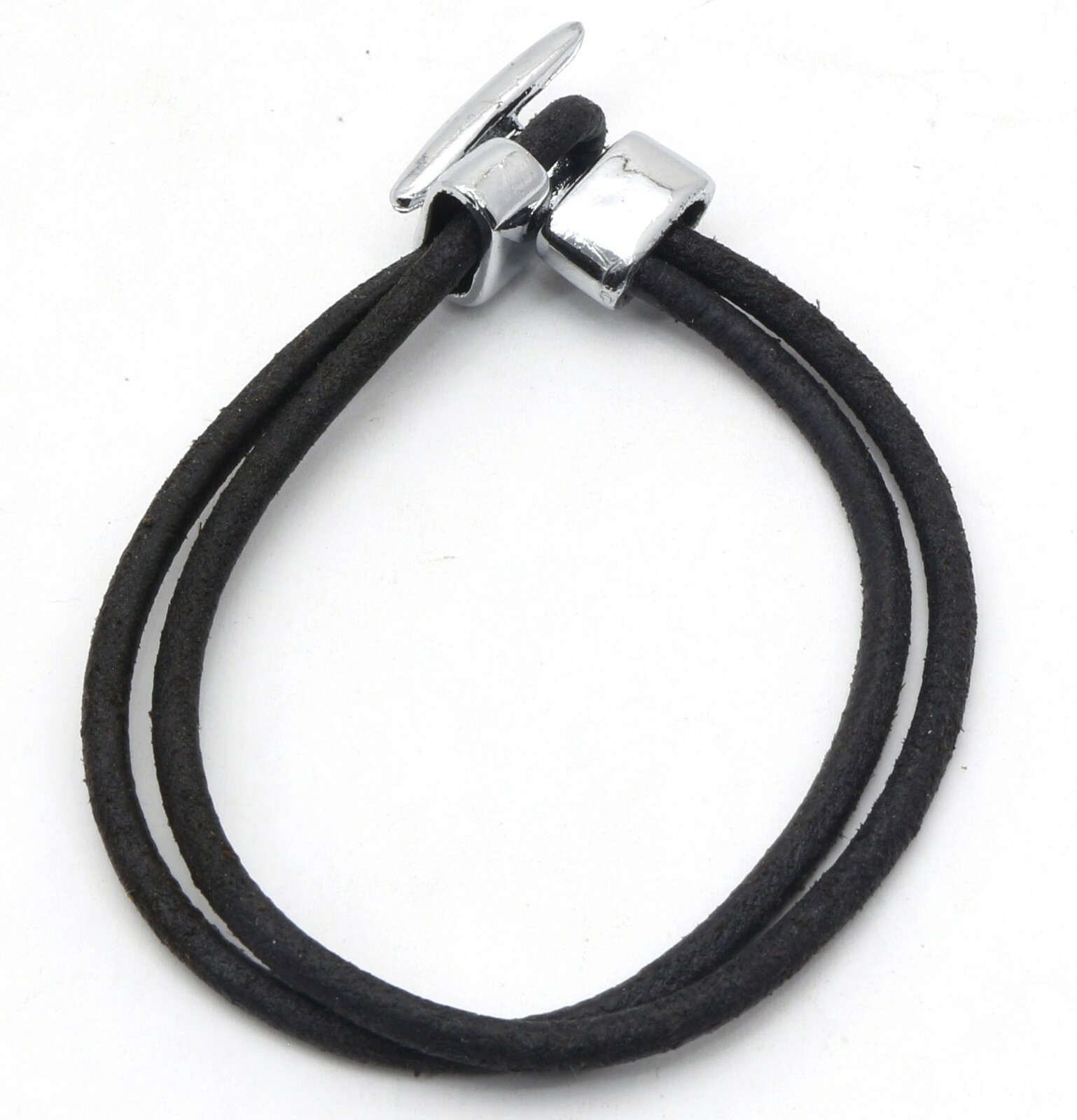 Black Cord Bracelet with Metal Hook Clasp