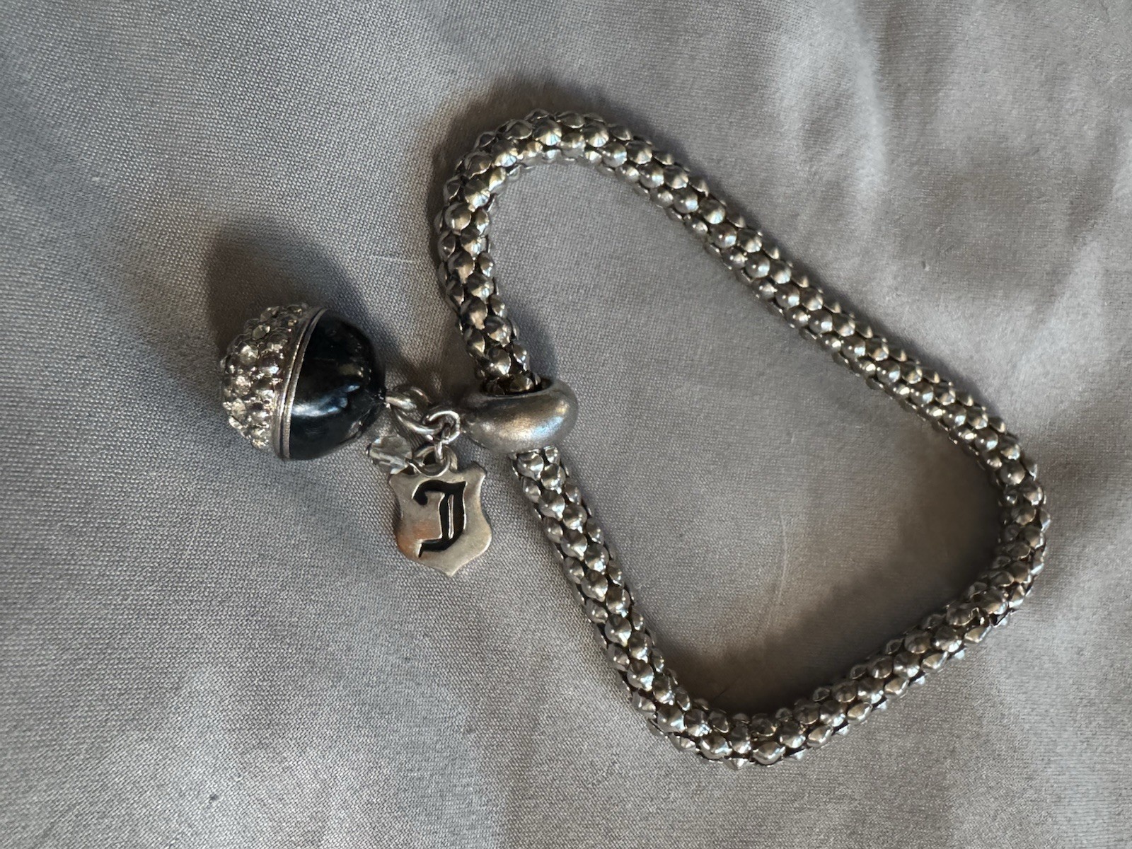 Juicy couture vintage Y2K snake chain initial charm bracelet rhinestone stretch