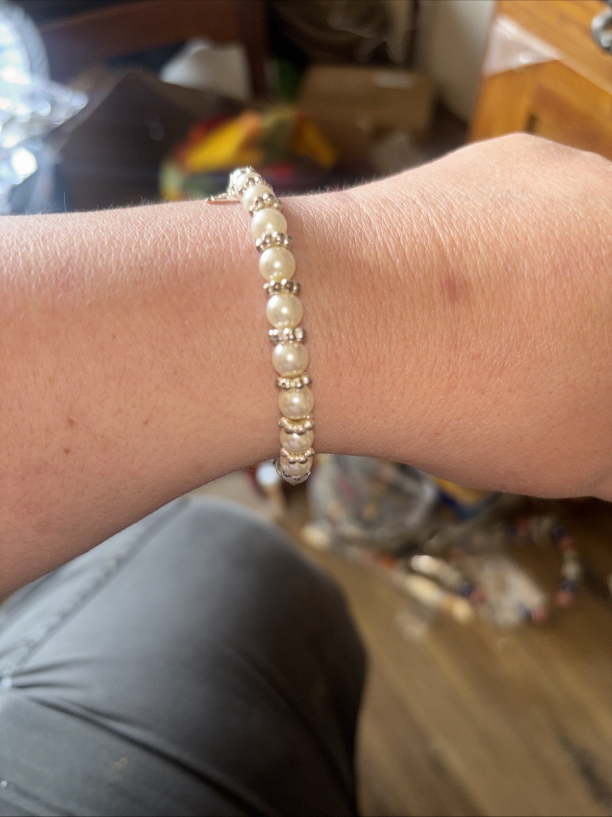 Vintage Faux Pearl Stretch Bracelet By Roman Jewelry Co.