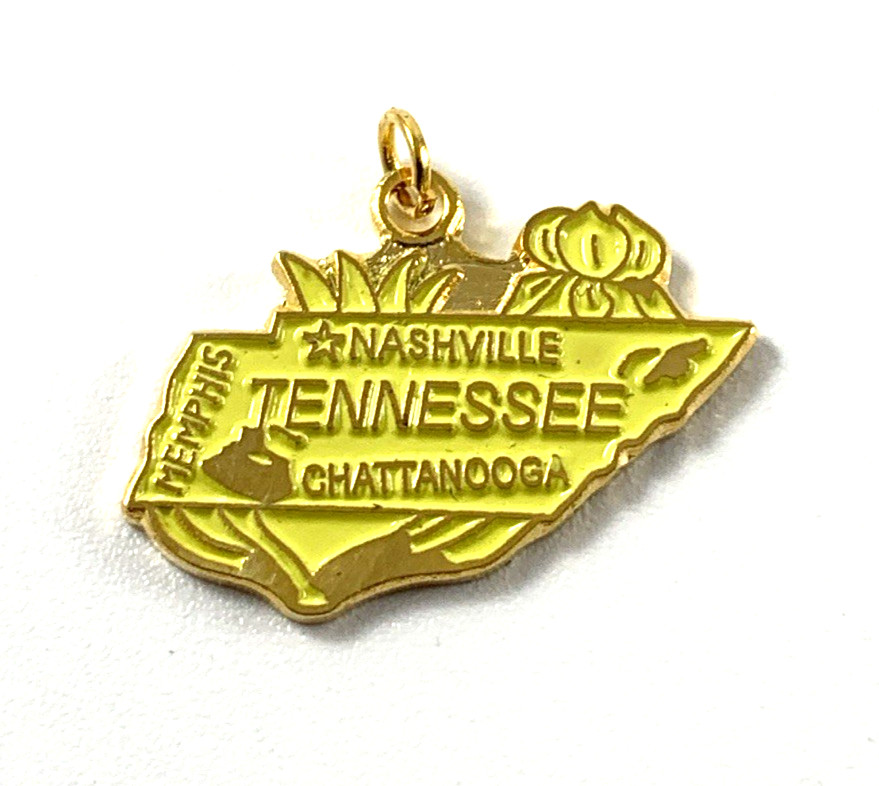 Tennessee State Charm Enamel & Brass | Yellow | 1/2″ | New Old Stock