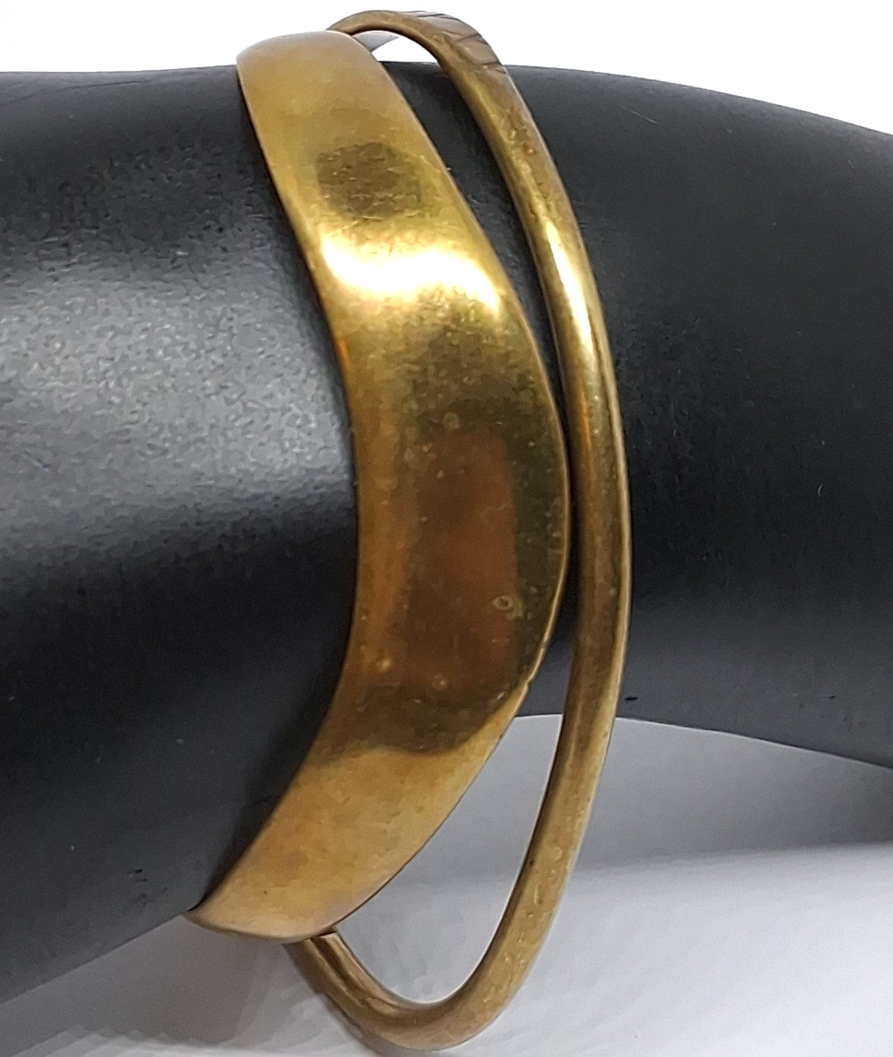 Two Vintage Brass Bangle Bracelets Size 5 Inch and 6 Inch