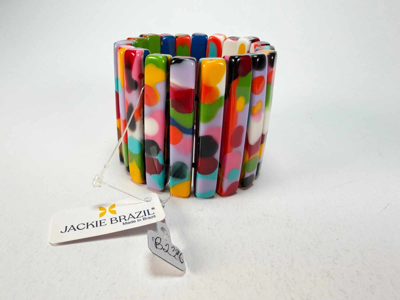 Jackie Brazil “Clarissa” Kandinsky Thin Rectangles Elasticated Bracelet (B2335)