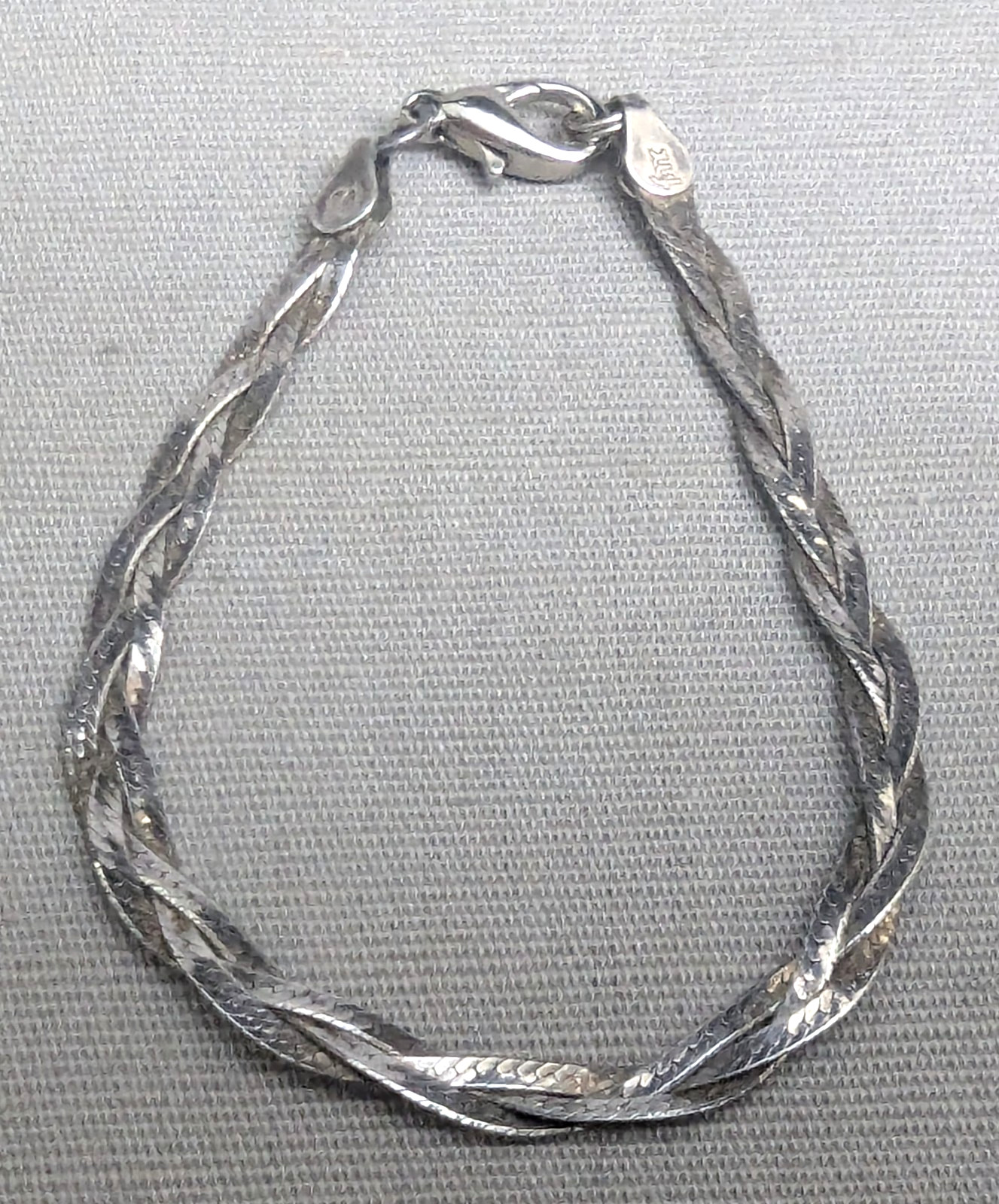 Vintage Italy 925 Sterling Silver Twisted Braided Herringbone Bracelet
