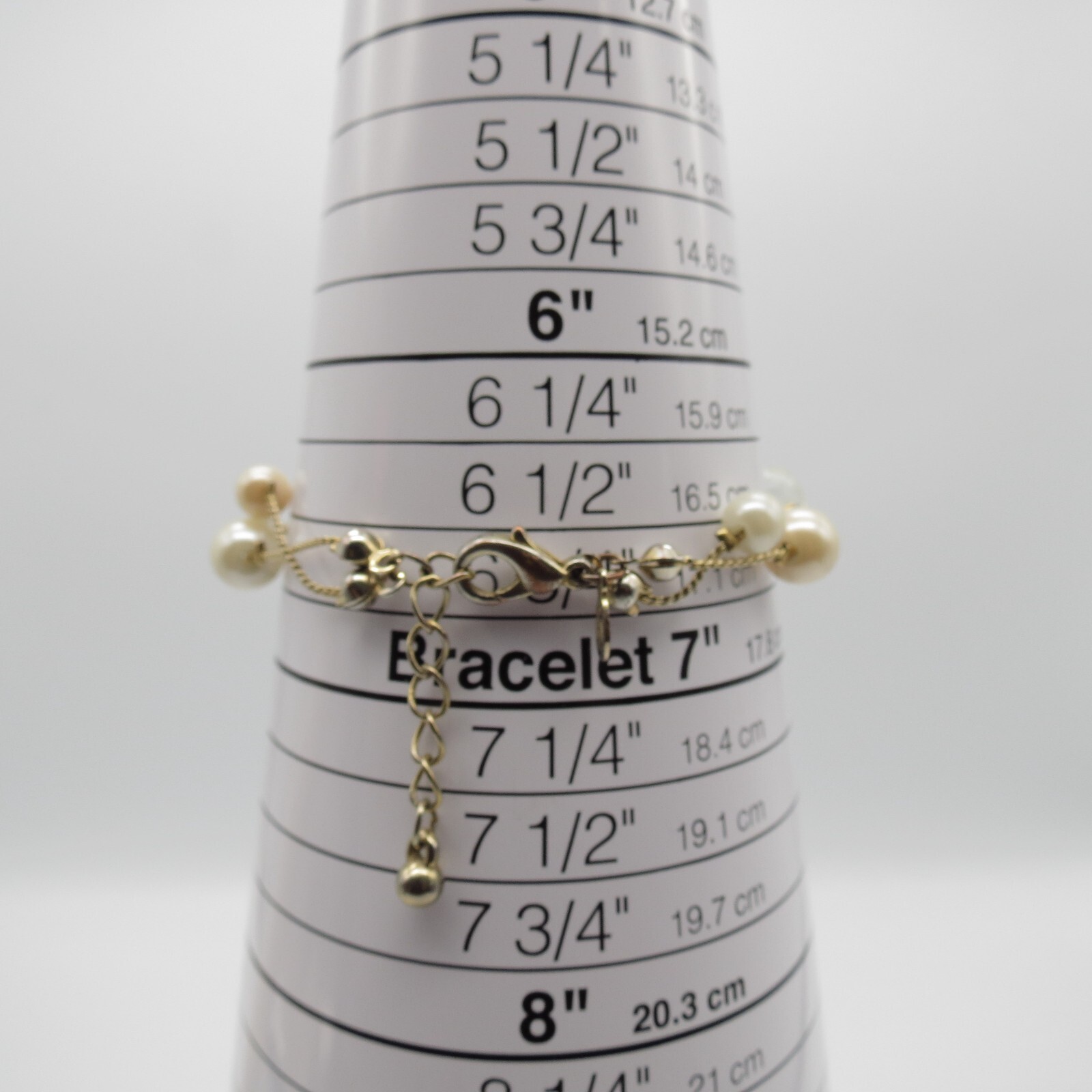 Premier Design Faux Pearl Bracelet Station Bead Gold Tone Chain Cute Coquette *