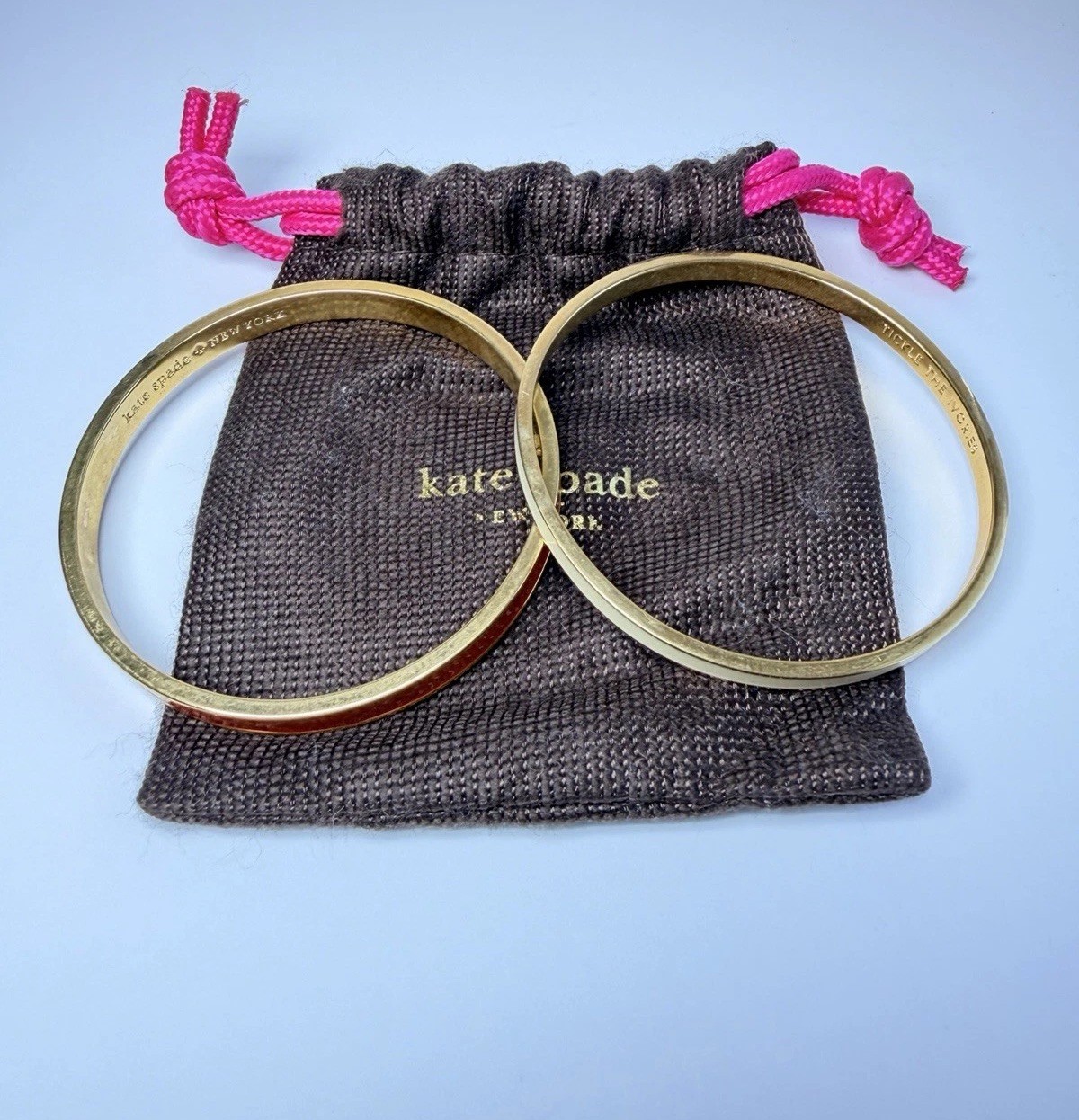 Kate Spade New York Bangle Bracelet Set Red & Cream Enamel Gold Tone Set of 2