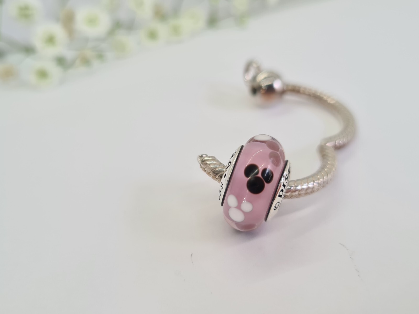 Authentic Pandora Disney Mickey Mouse Icon Pink Murano Glass Parks Exclusive