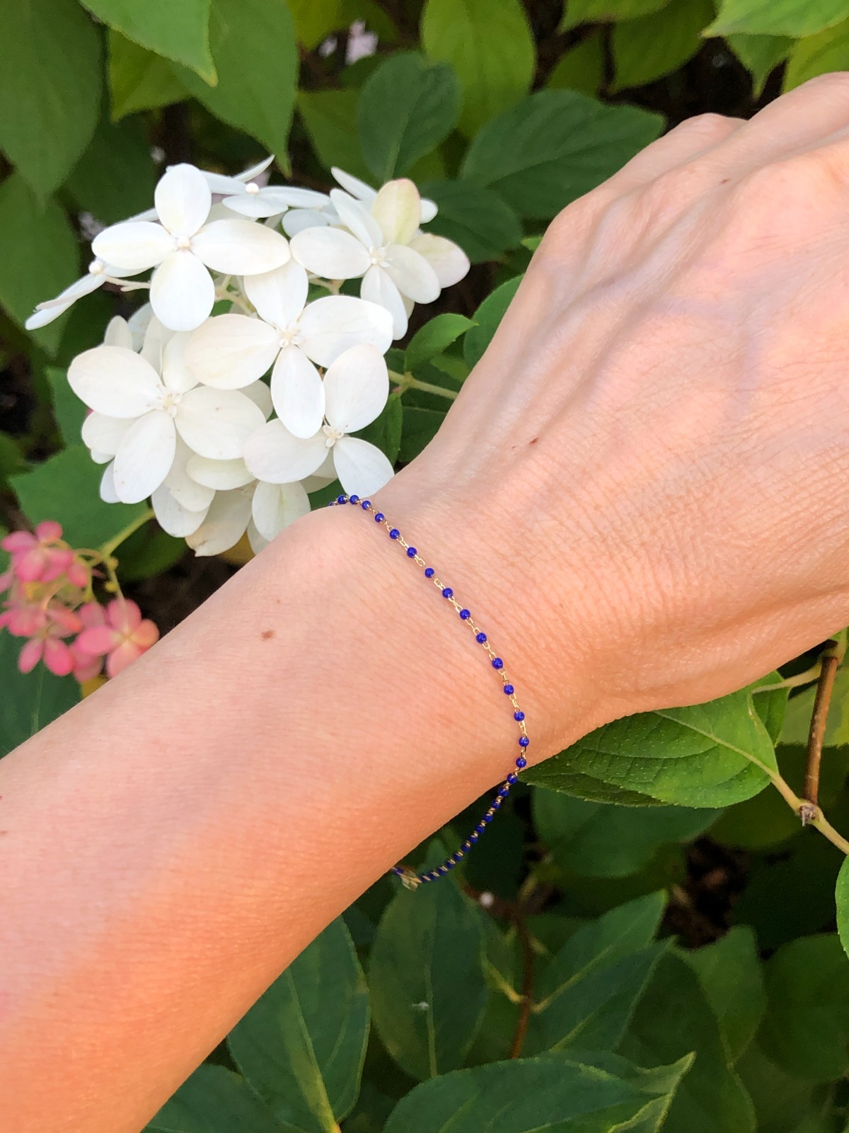 925 Sterling Silver Navy Blue Bead Beaded Bracelet Dainty 1mm 6.5-7.75″ Gold